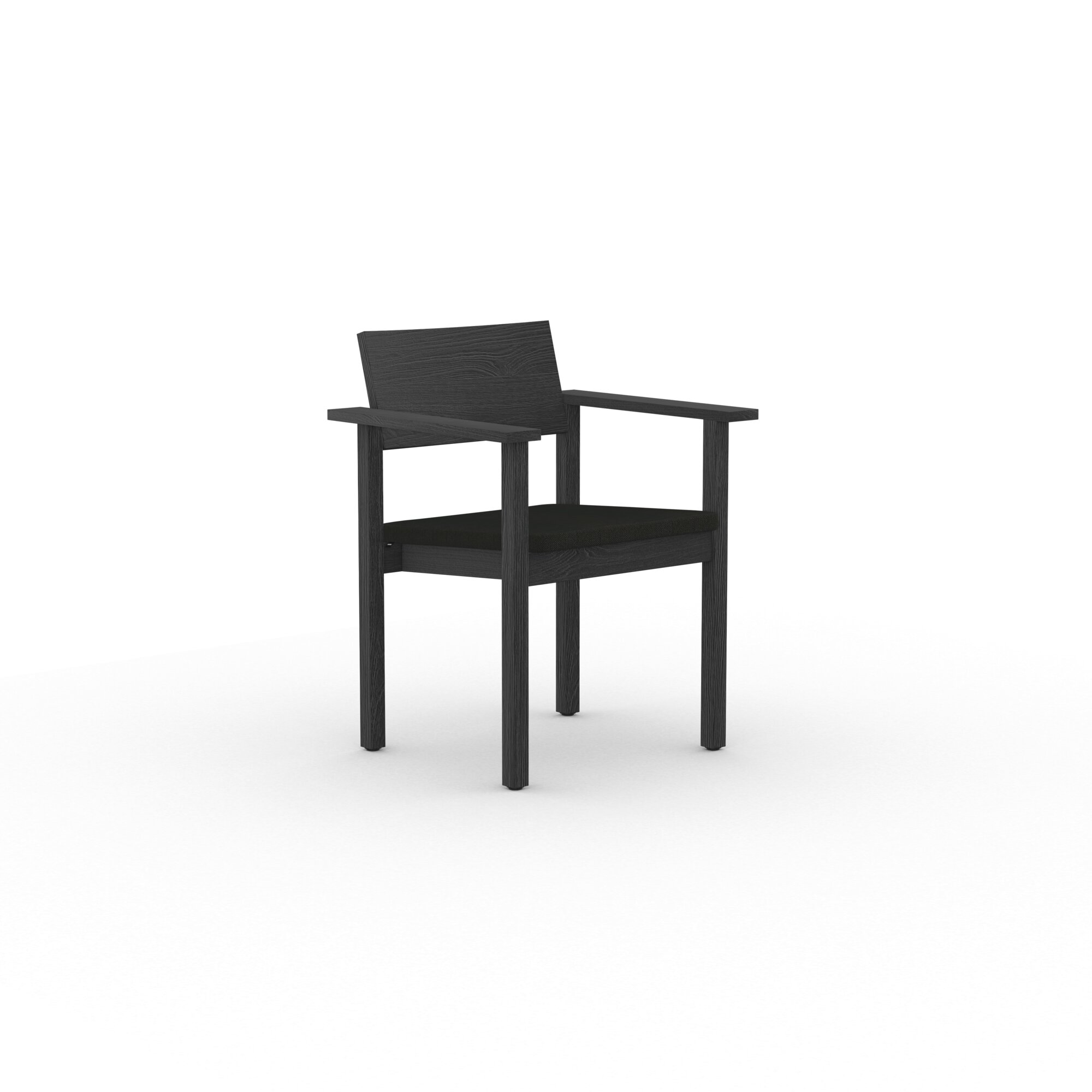Design modern dining chair | Base Chair with armrest upholstered Black calvados onyx169 | Studio HENK | 