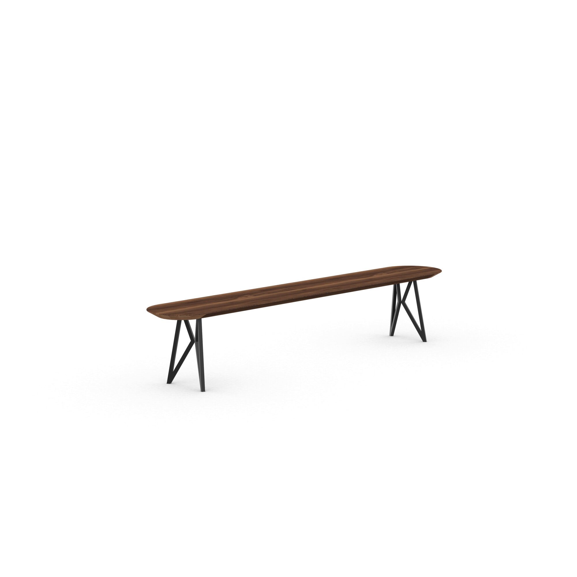 Design Dining Bench | Butterfly Bench Steel black powdercoating | Walnut naturel lacquer | Studio HENK| 