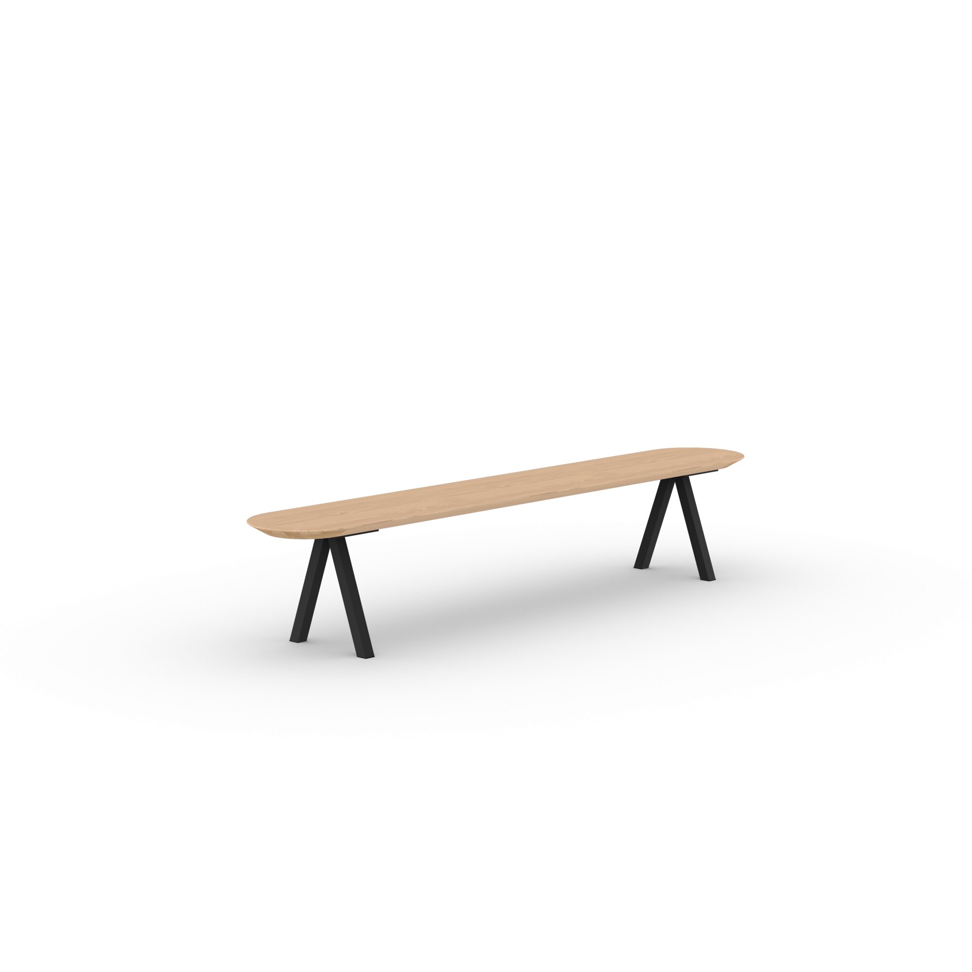 Design Dining Bench | Slim X-type Bench Steel black powdercoating | Oak hardwax oil natural light 3041 | Studio HENK | 