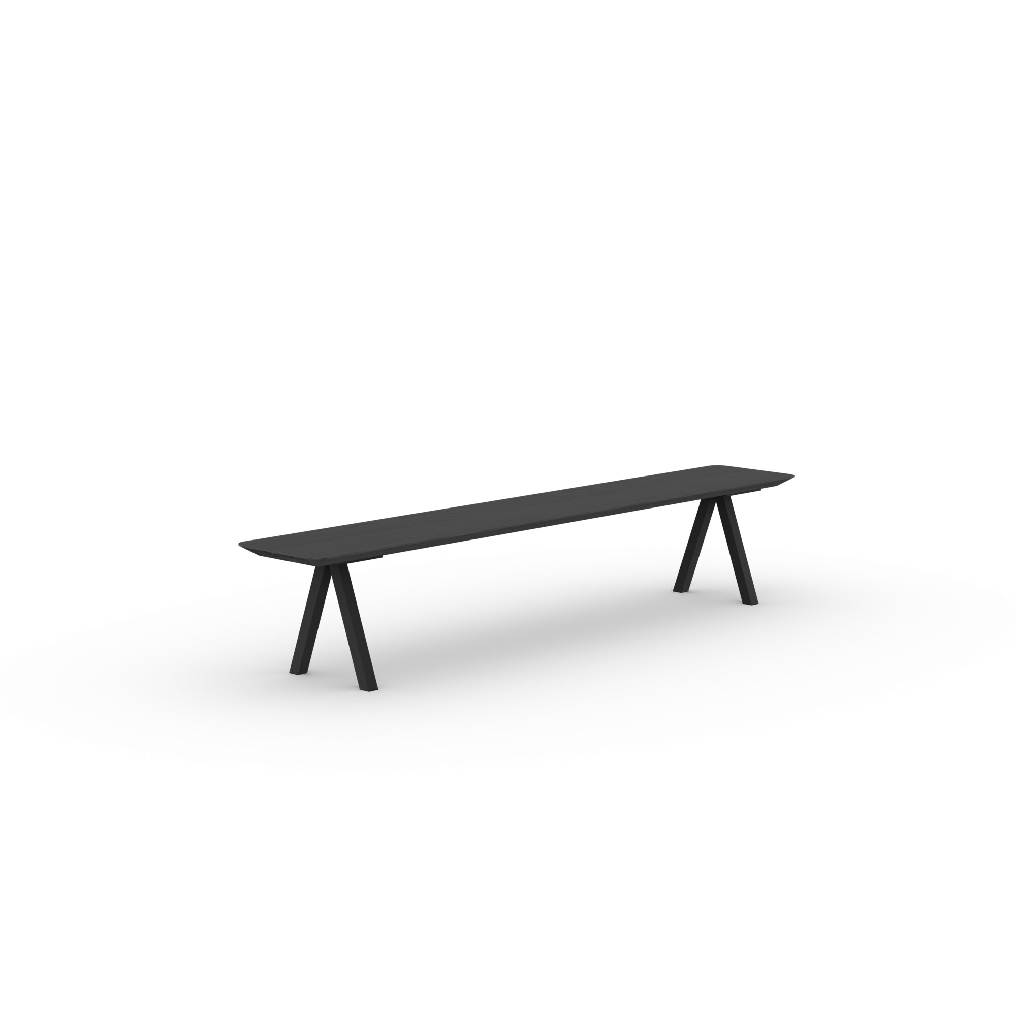 Design Dining Bench | Slim X-type Bench Steel black powdercoating | Oak black stain | Studio HENK| 