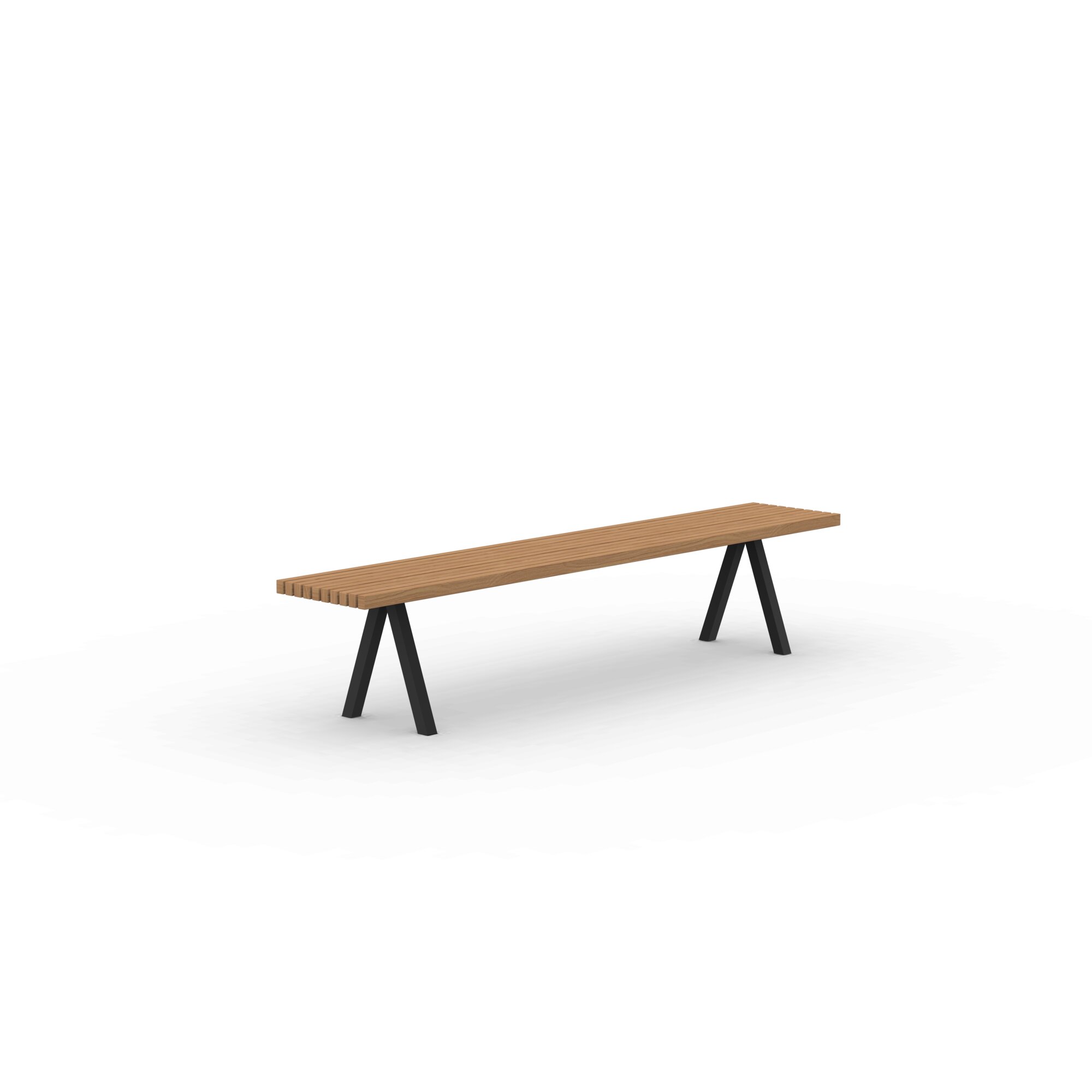Design Dining Bench | Slim X-type Outdoor Bench Steel black powdercoating | Iroko | Studio HENK | 