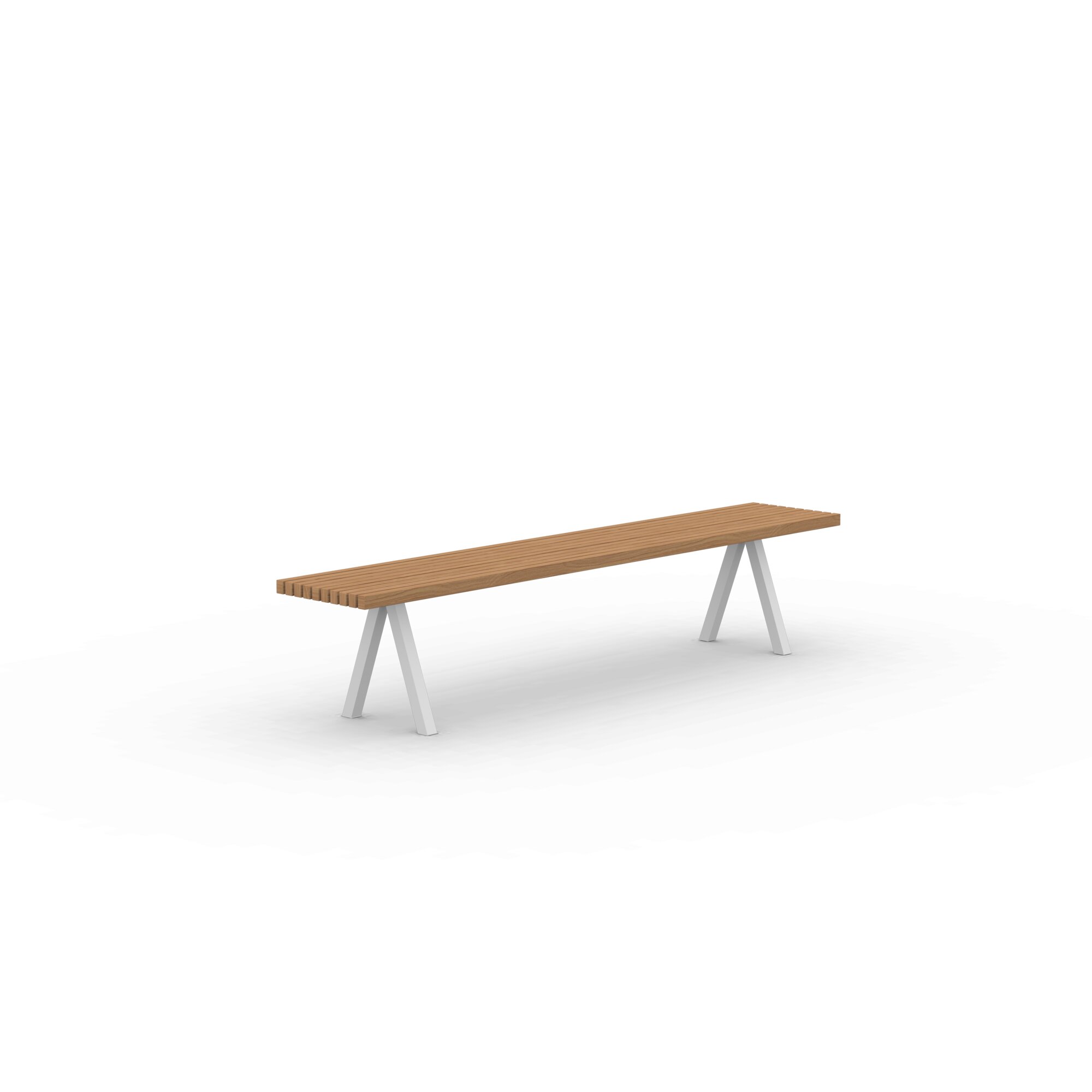 Design Dining Bench | Slim X-type Outdoor Bench Steel white powdercoating | Iroko | Studio HENK| 
