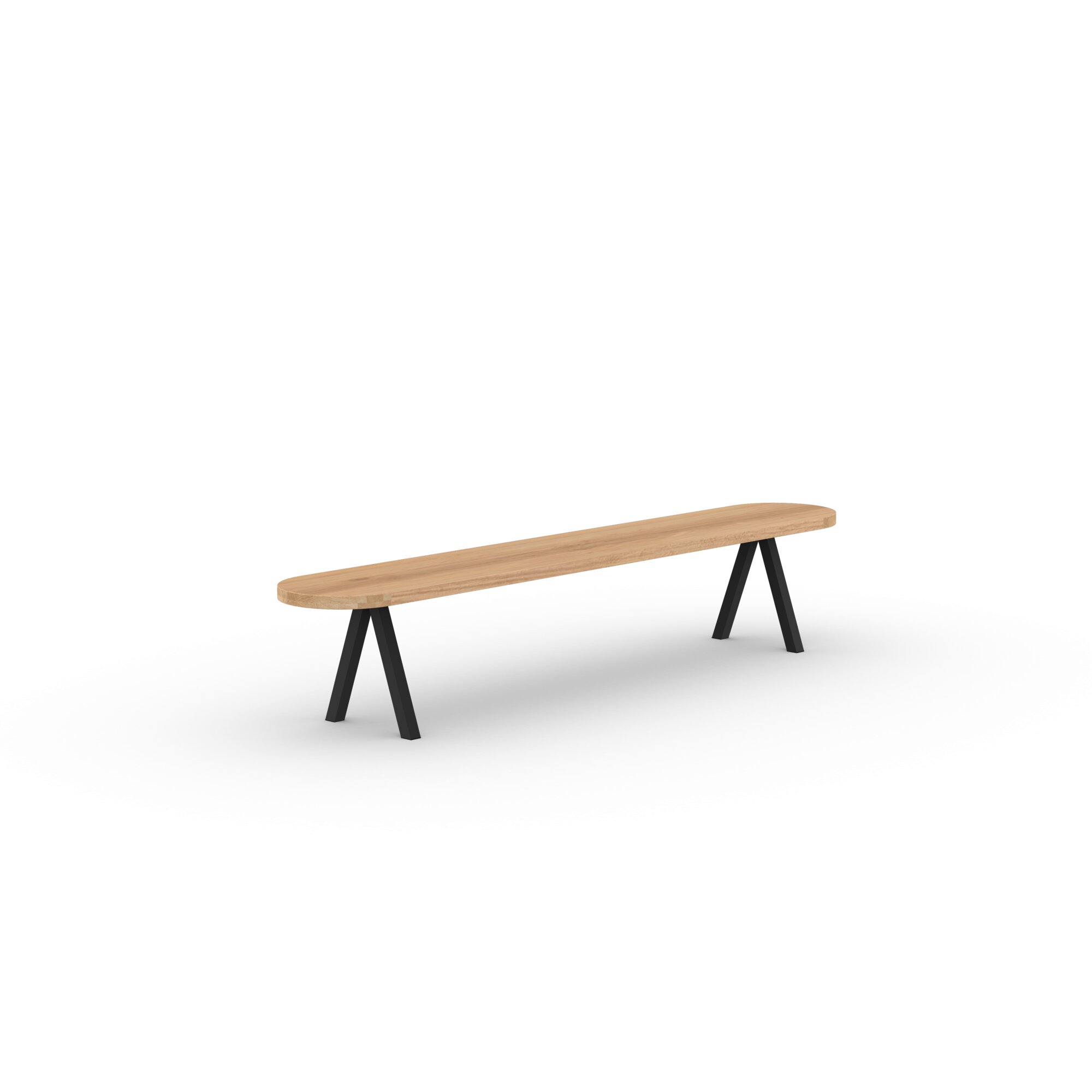 Design Dining Bench | Slim X-type Bench Steel black powdercoating | Oak natural lacquer | Studio HENK| 