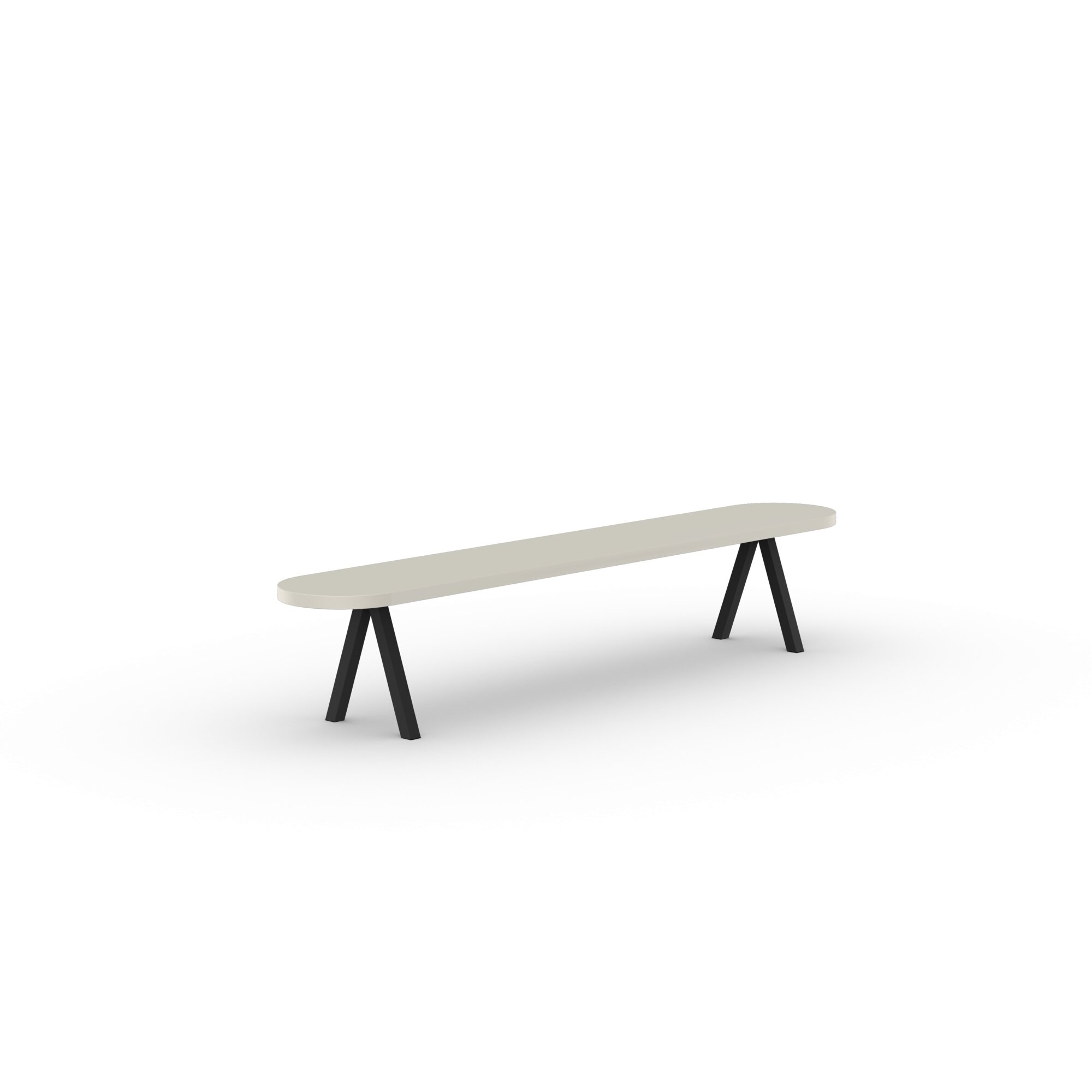 Design Dining Bench | Slim X-type Bench Steel black powdercoating | HPL Unilin Seashell | Studio HENK | 