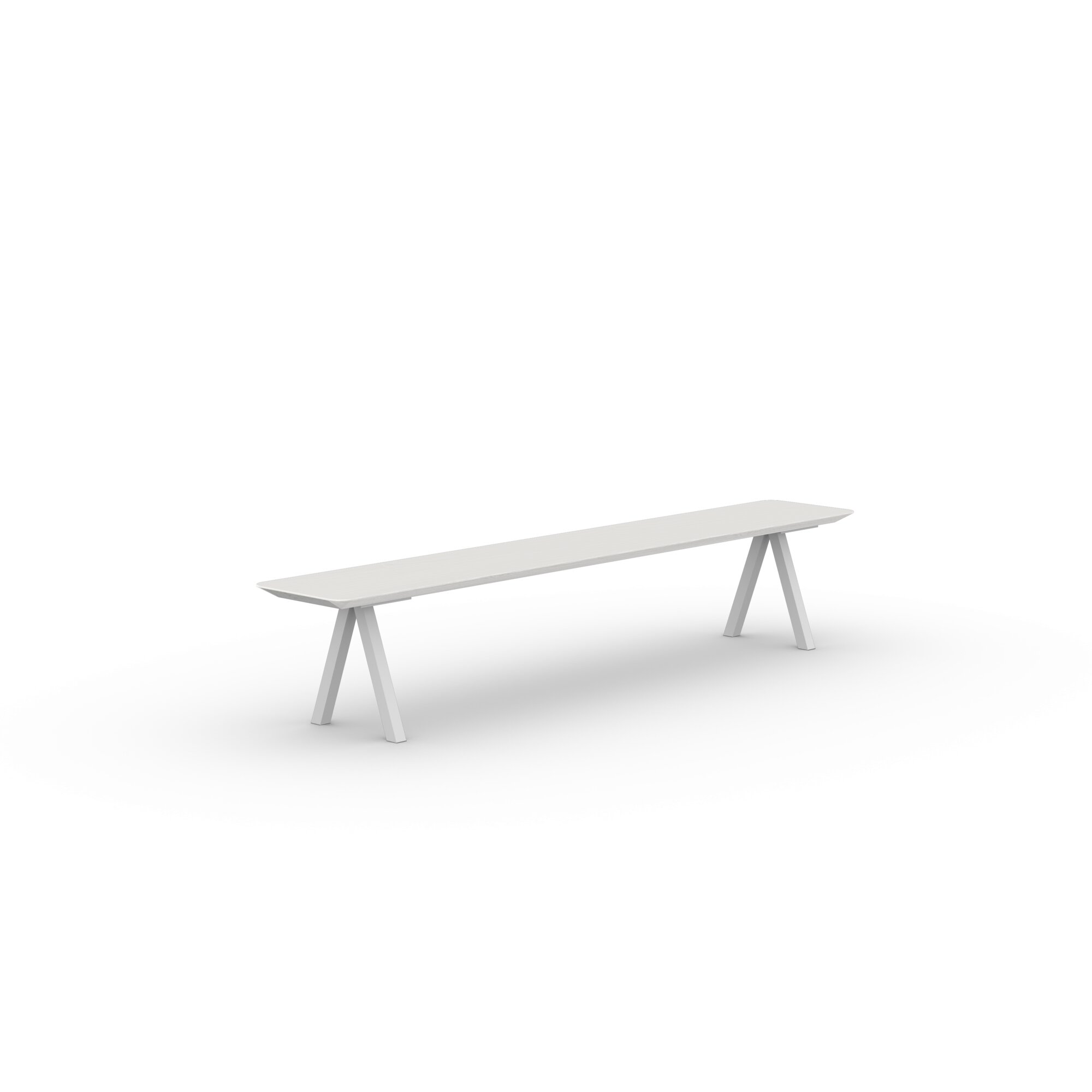 Design Dining Bench | Slim X-type Bench Steel white powdercoating | Oak white lacquer | Studio HENK| 