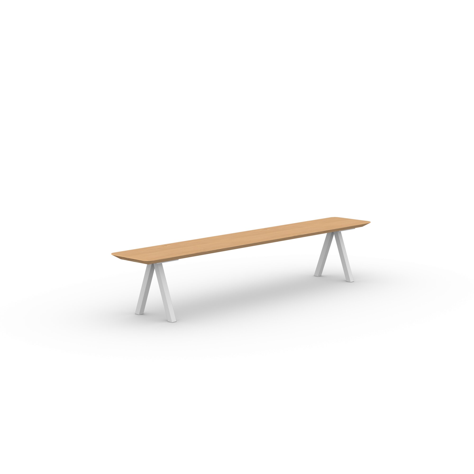 Design Dining Bench | Slim X-type Bench Steel white powdercoating | Oak hardwax oil natural 3062 | Studio HENK| 