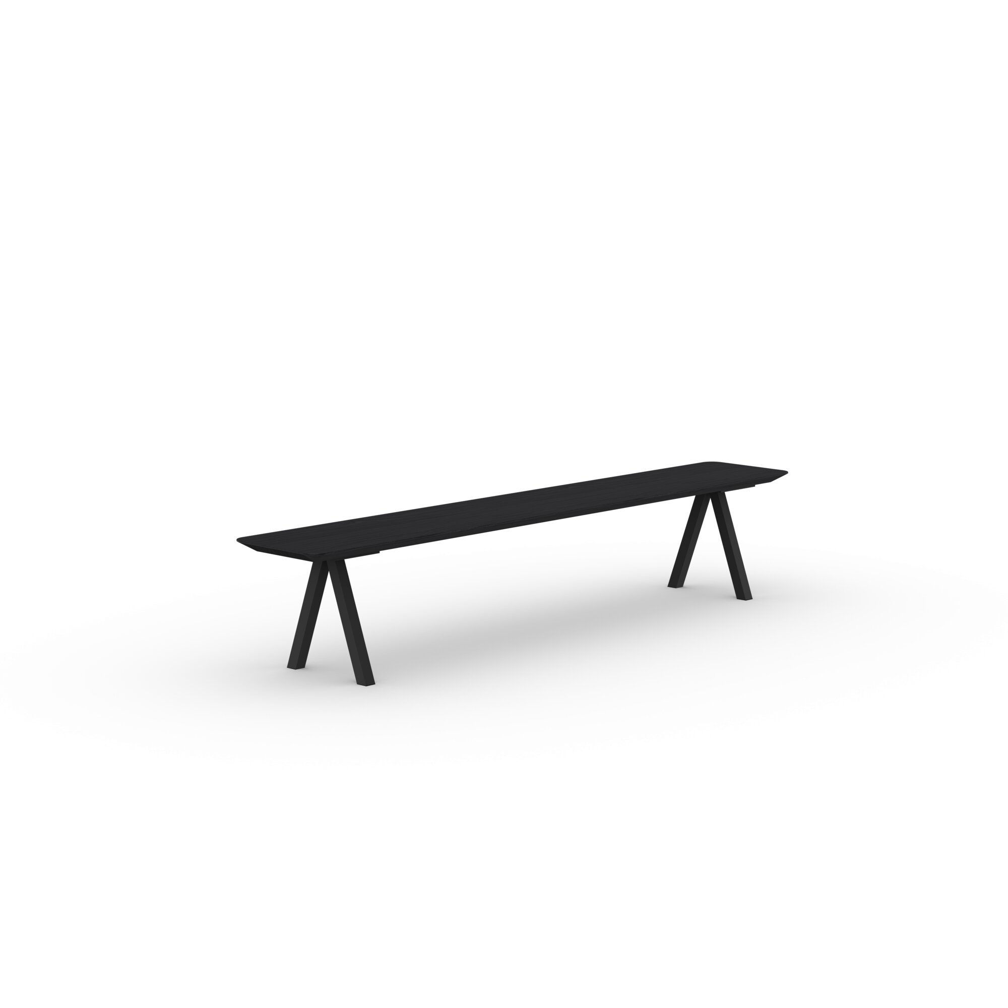 Design Dining Bench | Slim X-type Bench Steel black powdercoating | Oak black lacquer | Studio HENK| 
