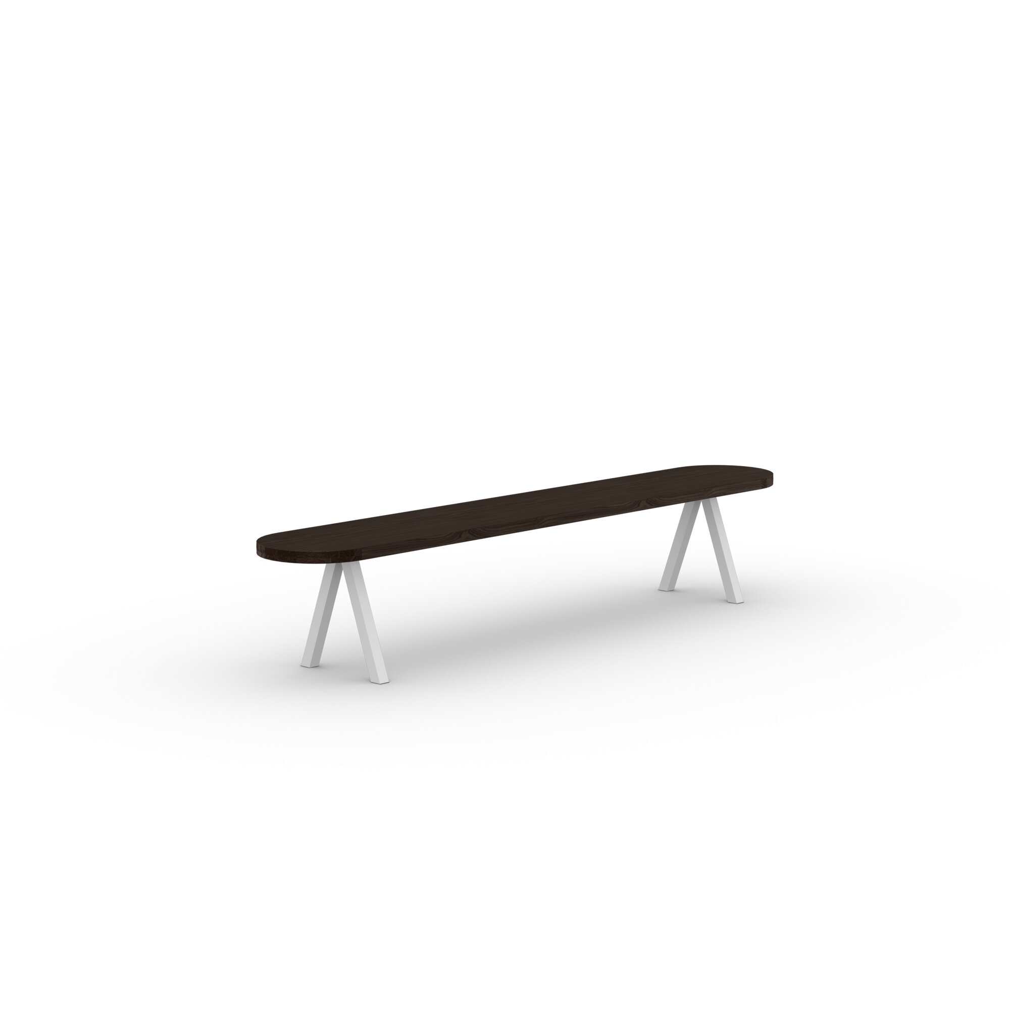 Design Dining Bench | Slim X-type Bench Steel white powdercoating | Oak smoked stain | Studio HENK | 