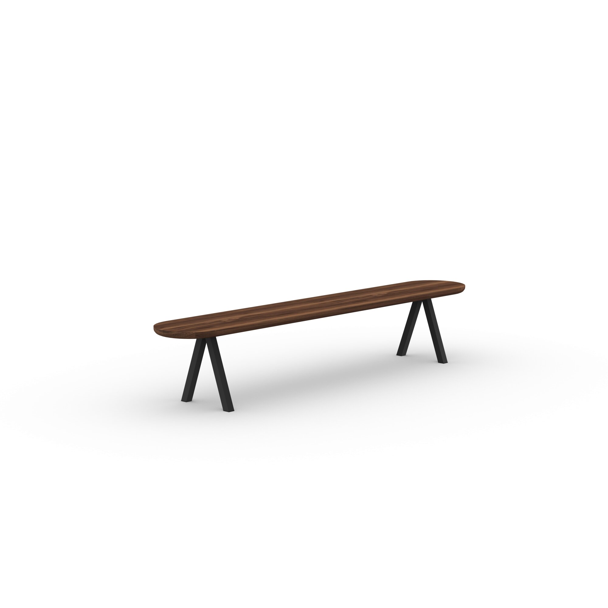 Design Dining Bench | Slim X-type Bench Steel black powdercoating | Walnut naturel lacquer | Studio HENK | 