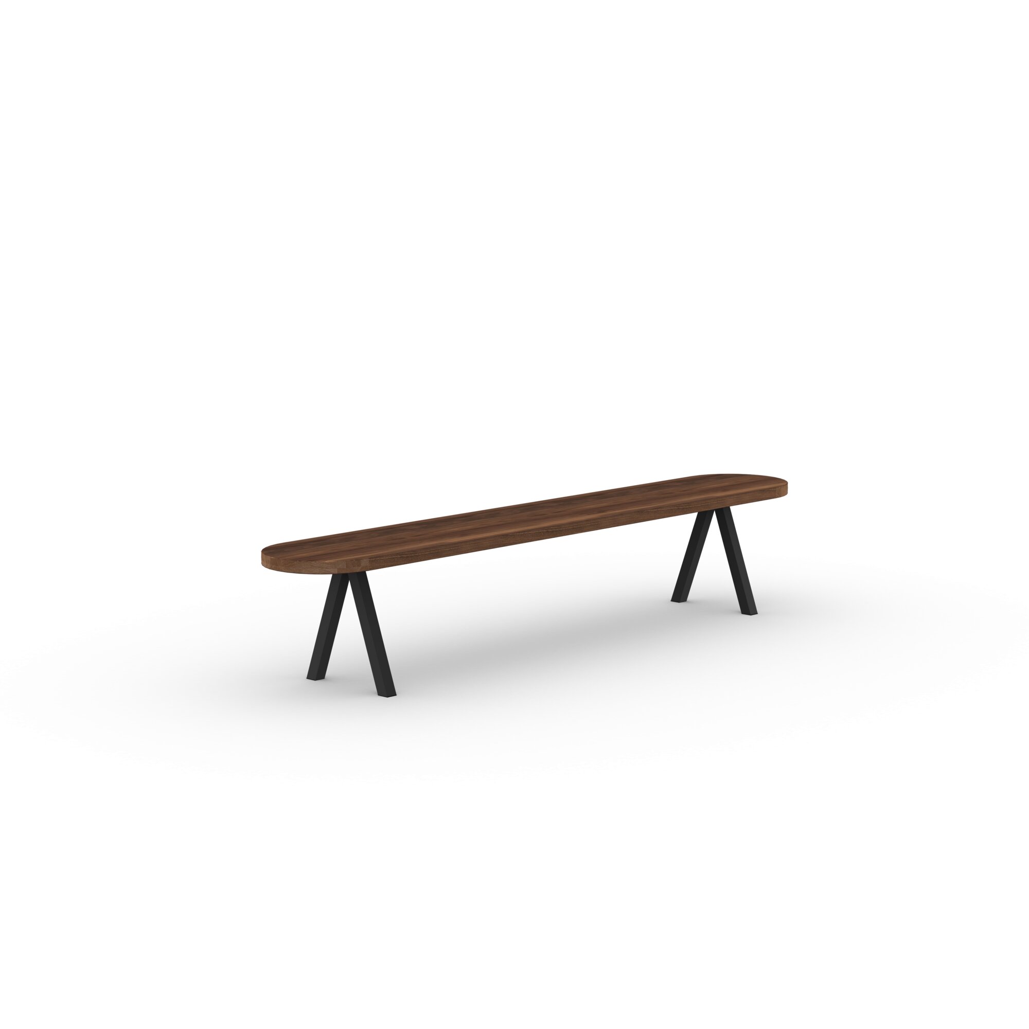 Design Dining Bench | Slim X-type Bench Steel black powdercoating | Walnut naturel lacquer | Studio HENK | 