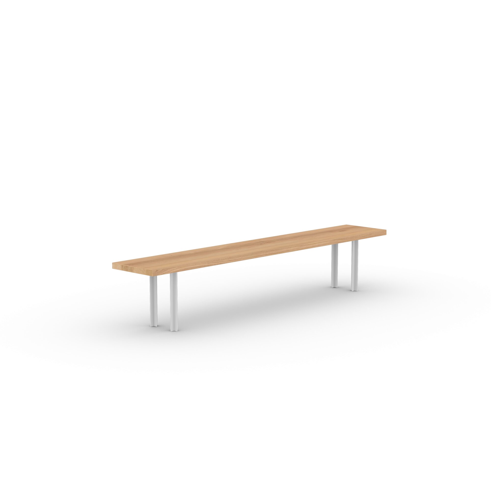 Design Dining Bench | Cross Bench Steel white powdercoating | Oak natural lacquer | Studio HENK | 