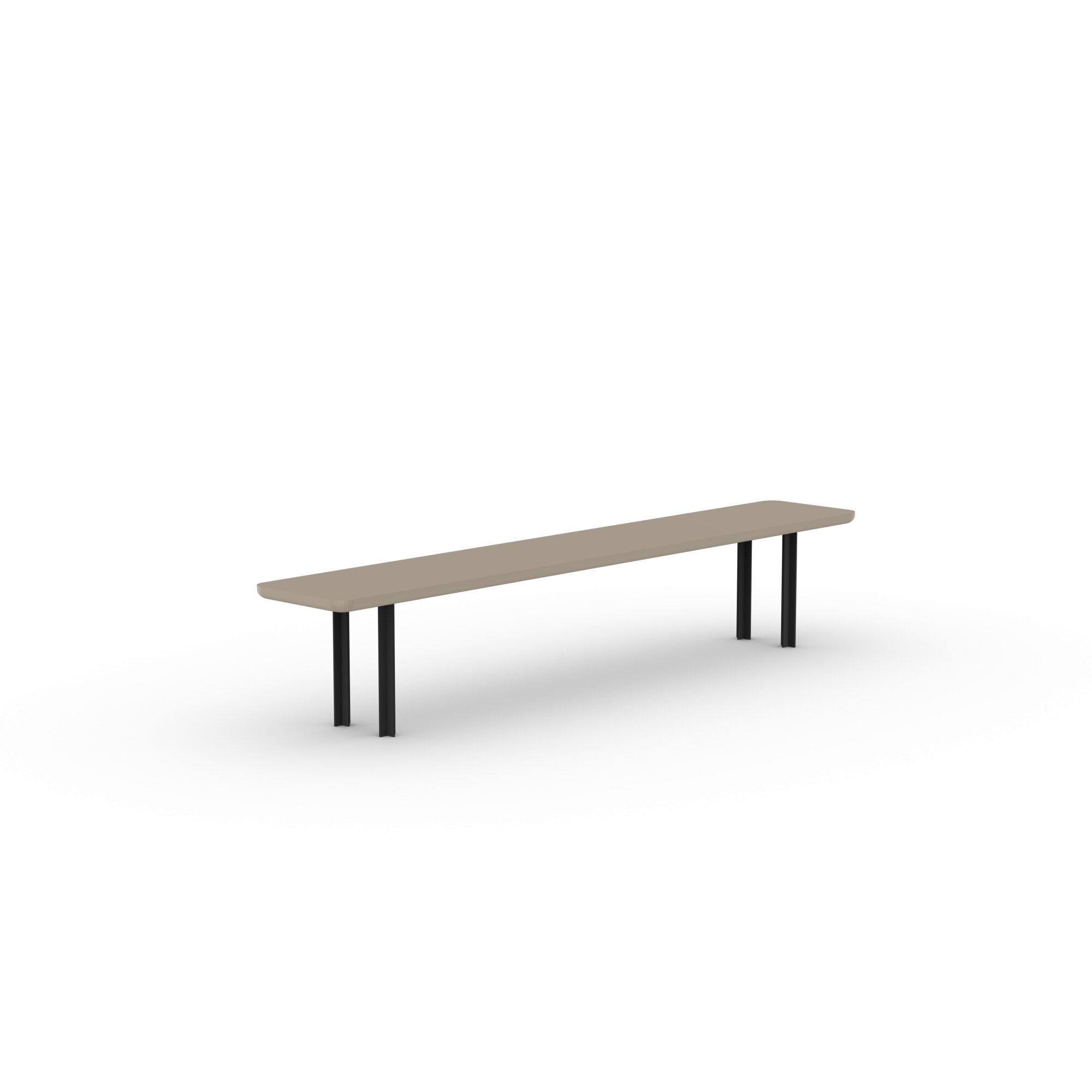 Design Dining Bench | Cross Bench Steel black powdercoating | HPL Unilin Dark ecru | Studio HENK | 