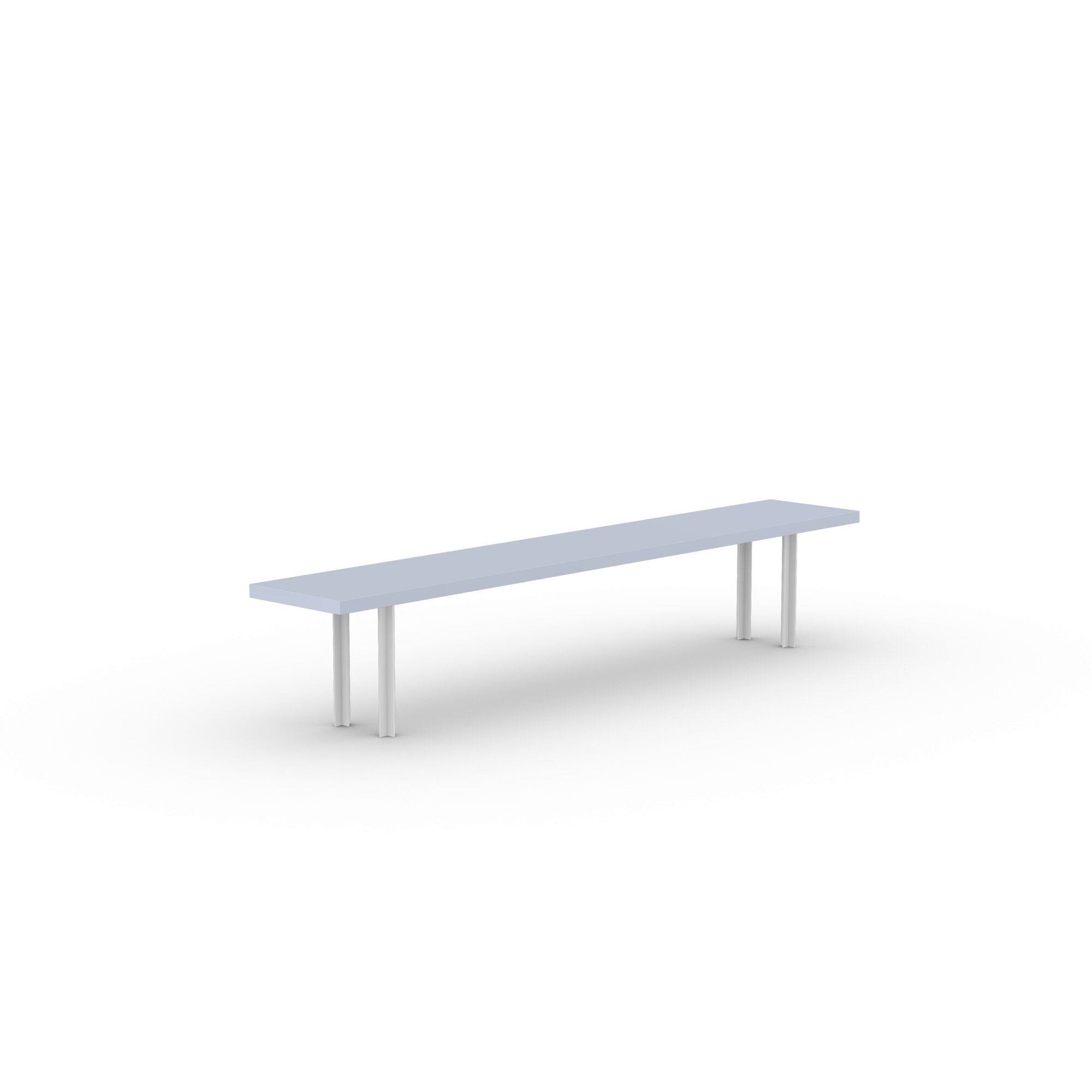 Design Dining Bench | Cross Bench Steel white powdercoating | HPL Unilin Frozen blue | Studio HENK | 