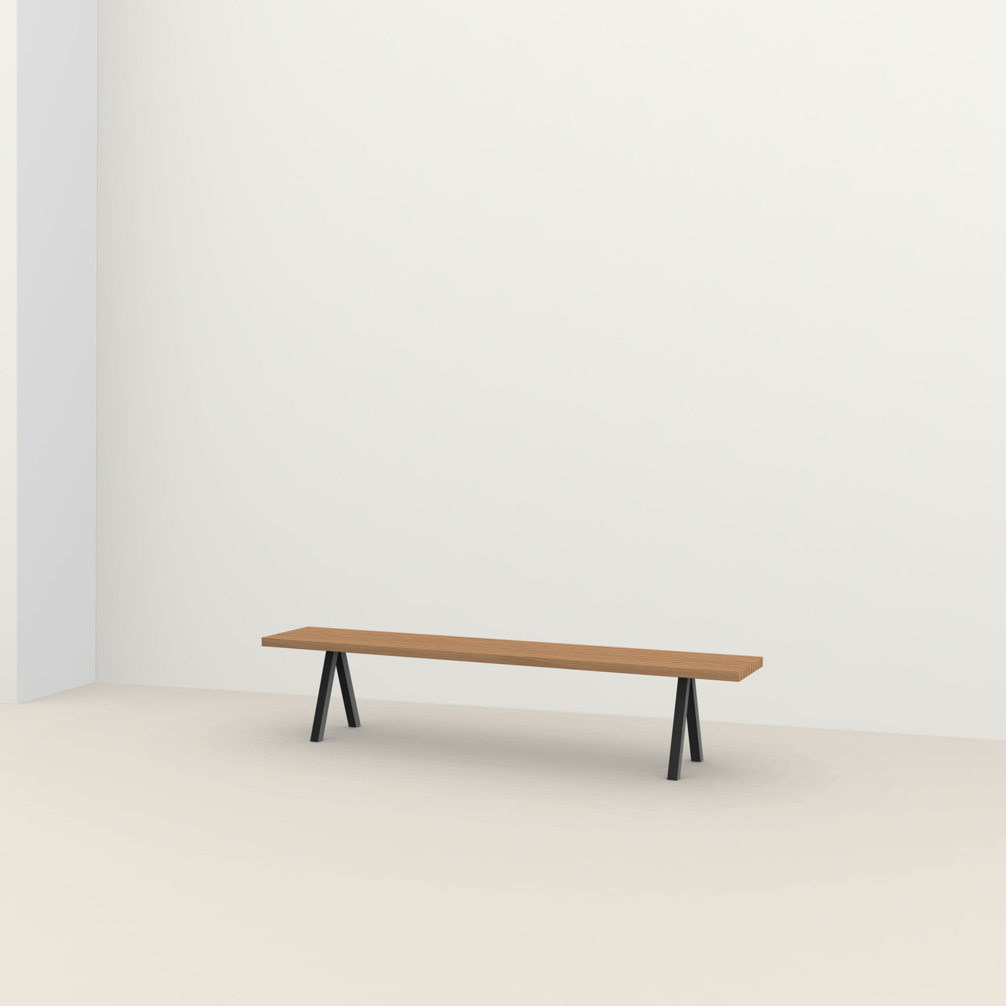 Design Dining Bench | Slim X-type Outdoor Bench Steel black powdercoating | Iroko | Studio HENK| 