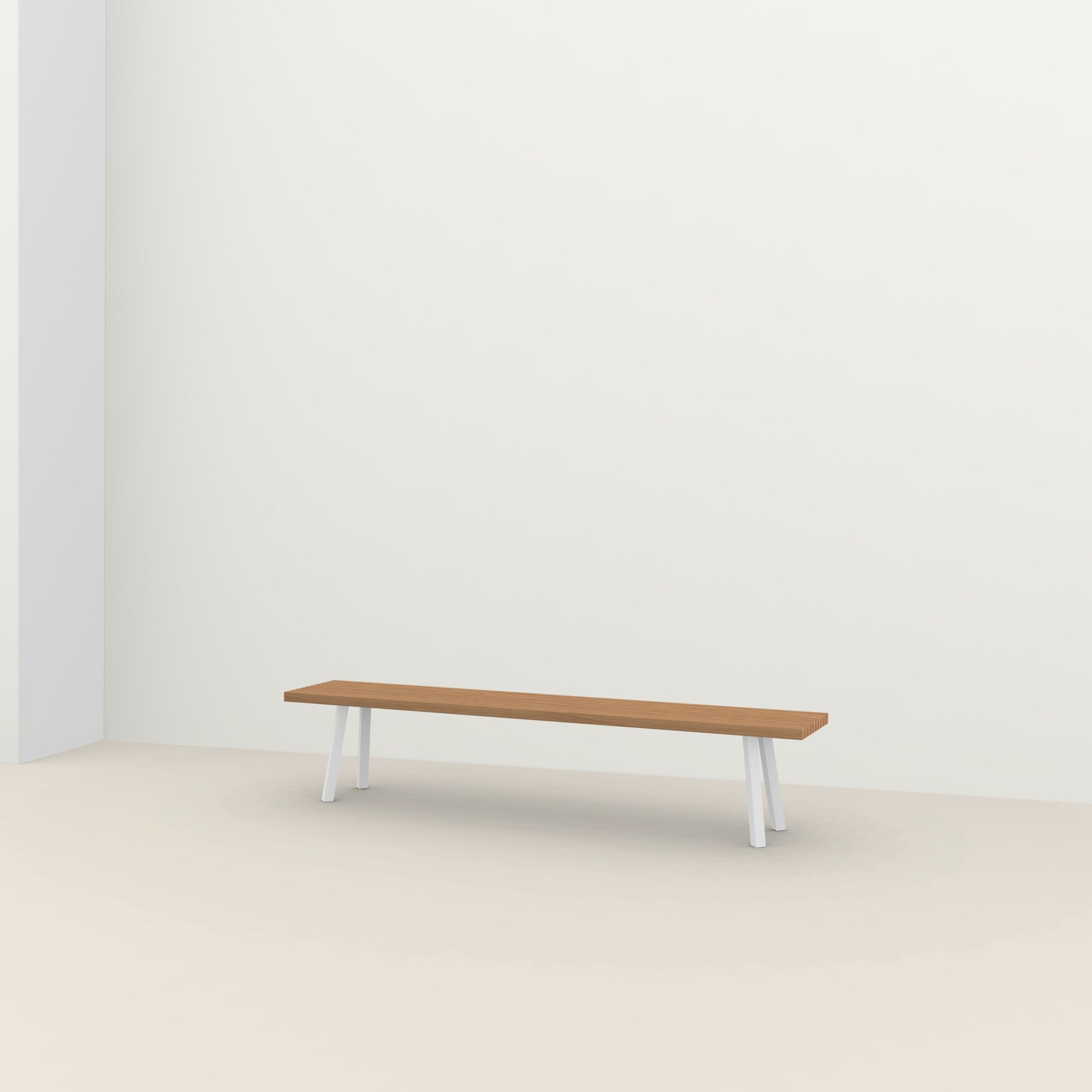 Design Dining Bench | New Classic Outdoor Bench Steel white powdercoating | Iroko | Studio HENK| 