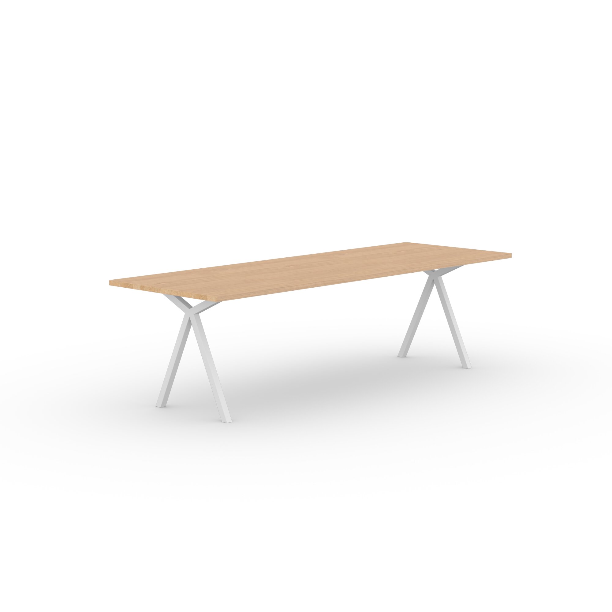 Rectangular Design dining table | Slim X-type Steel white powdercoating | Oak hardwax oil natural light | Studio HENK | 