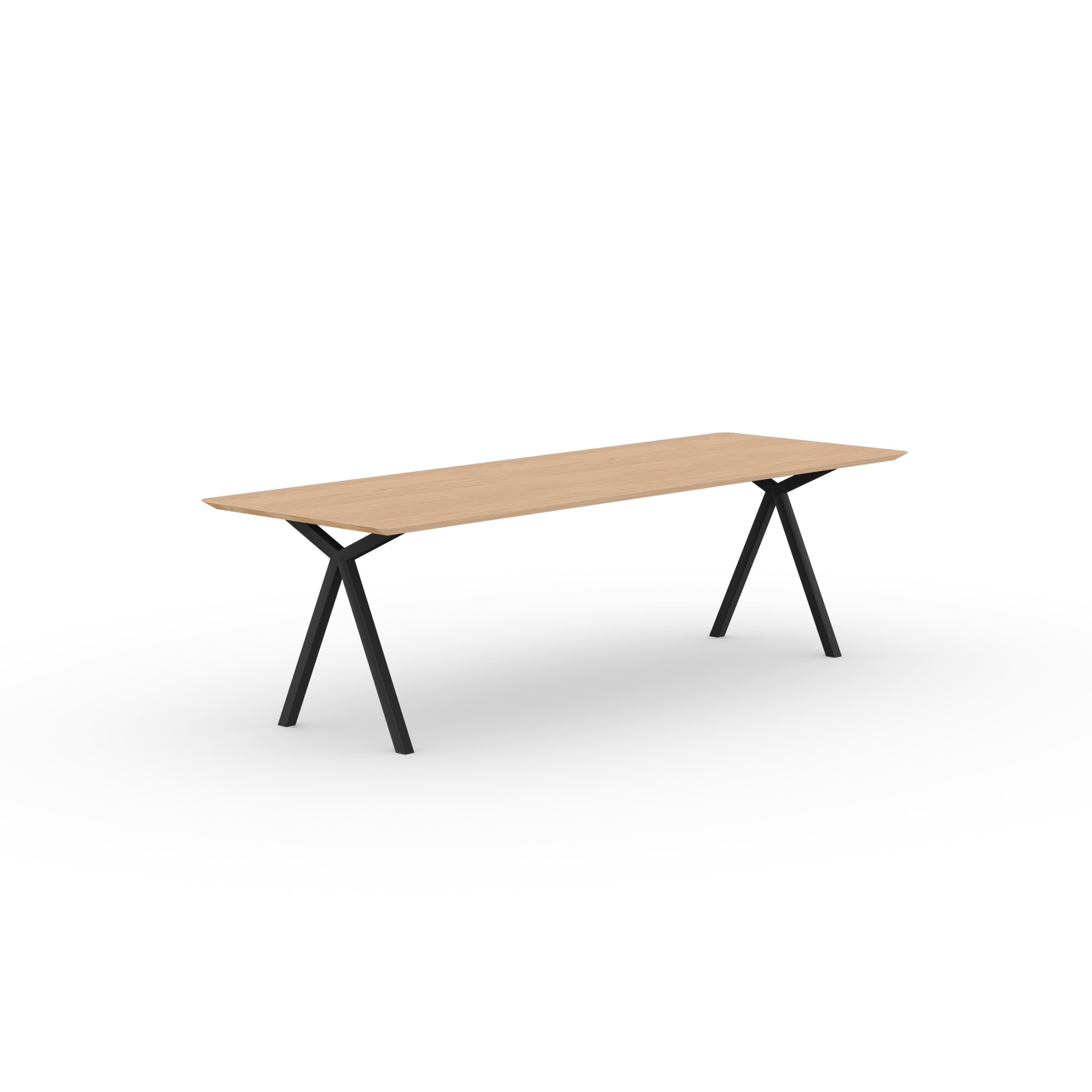 Rectangular Design dining table | Slim X-type Steel black powdercoating | Oak hardwax oil natural light | Studio HENK | 