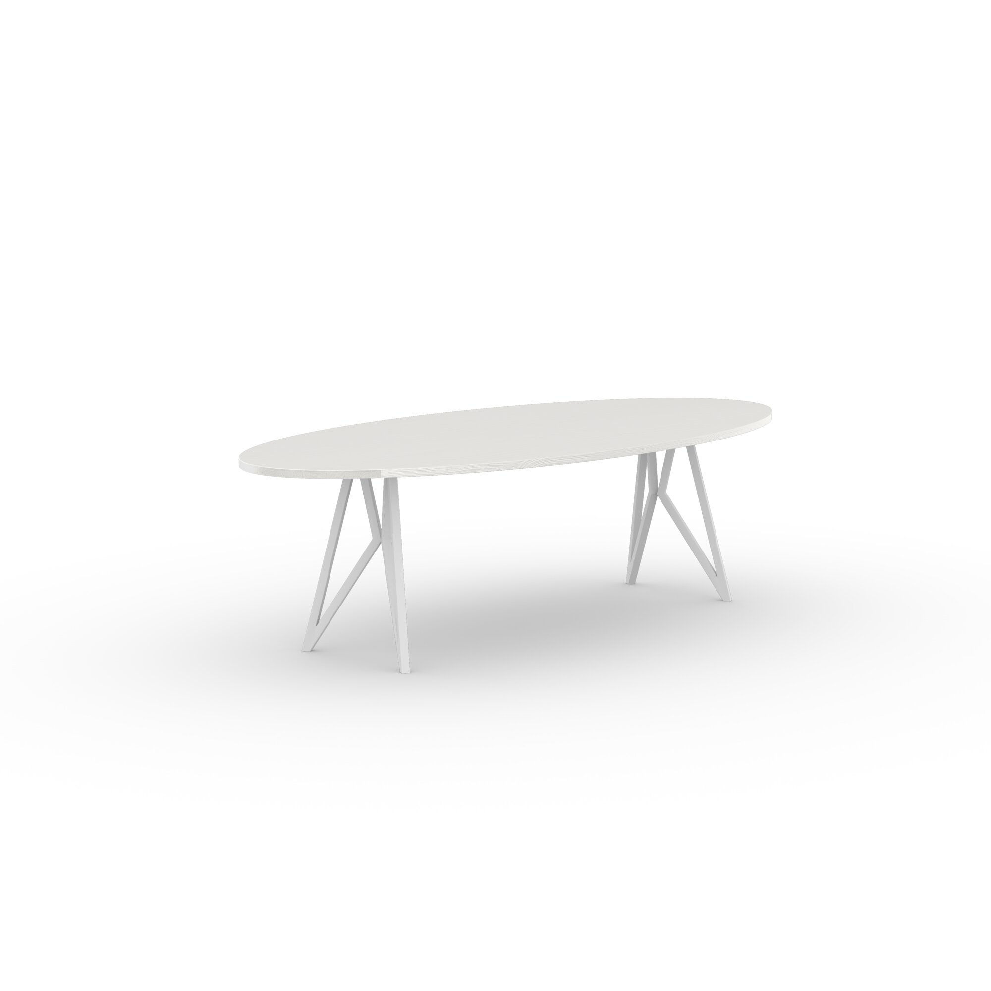 Ovale Design dining table | Butterfly Steel white powdercoating | Oak white lacquer | Studio HENK | 