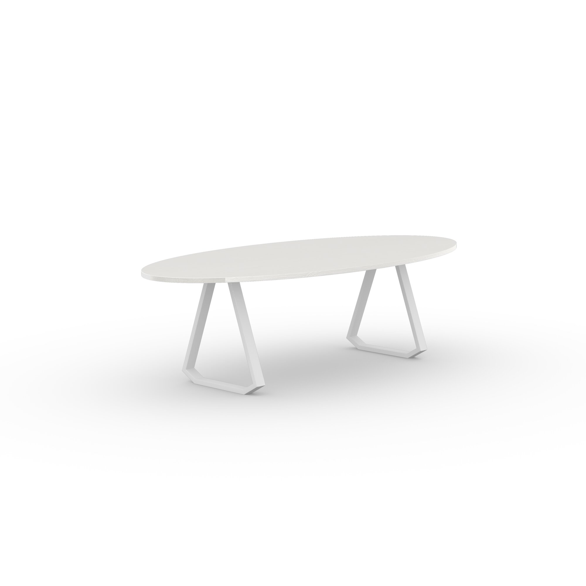 Oval Design dining table | Topple Steel white powdercoating | Oak white lacquer | Studio HENK | 