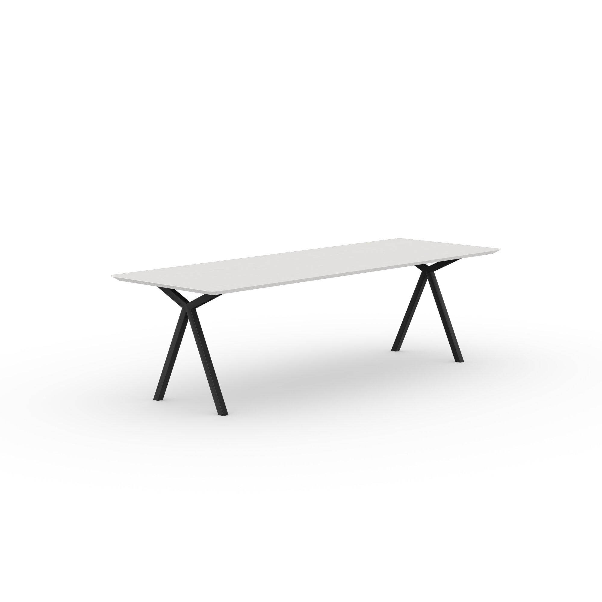 Rectangular Design dining table | Slim X-type Steel black powdercoating | Oak white lacquer | Studio HENK | 