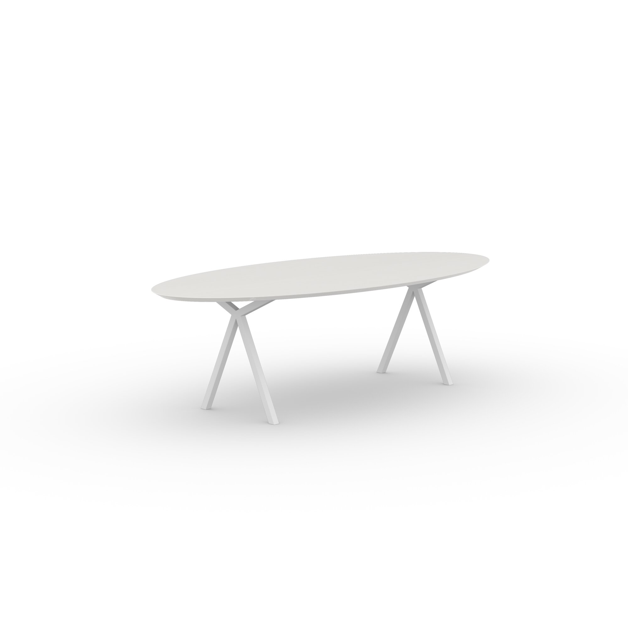 Ovale Design dining table | Slim X-type Steel white powdercoating | Oak white lacquer | Studio HENK| 