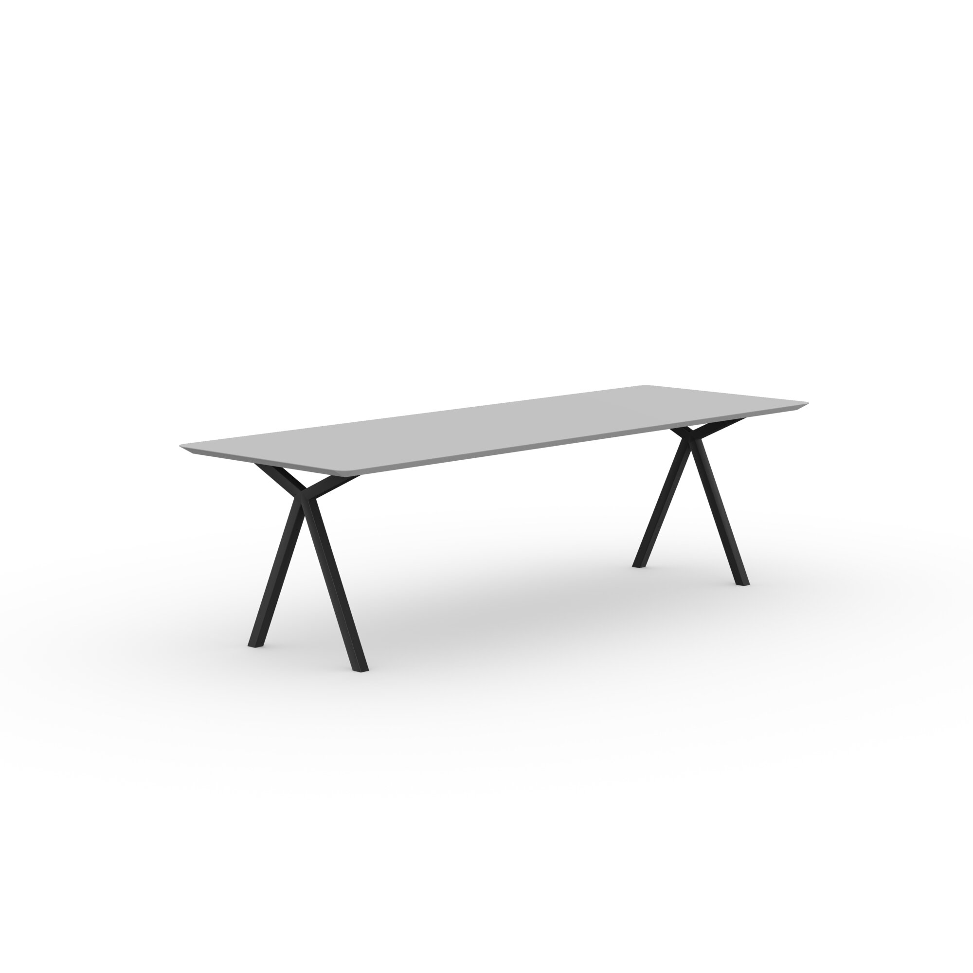 Rectangular Design dining table | Slim X-type Steel black powdercoating | HPL Fenix grigio efeso | Studio HENK| 