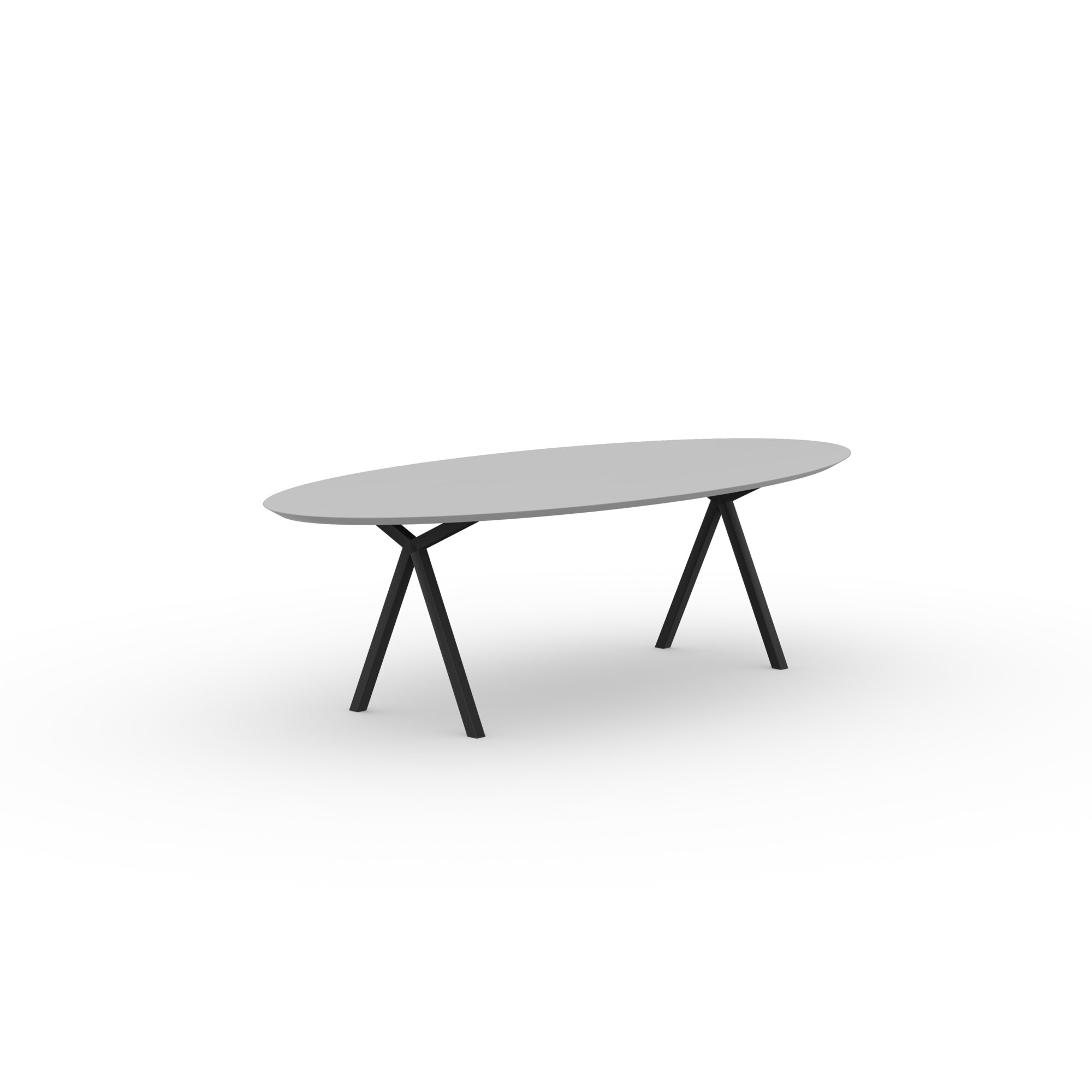 Ovale Design dining table | Slim X-type Steel black powdercoating | HPL Fenix grigio efeso | Studio HENK| 