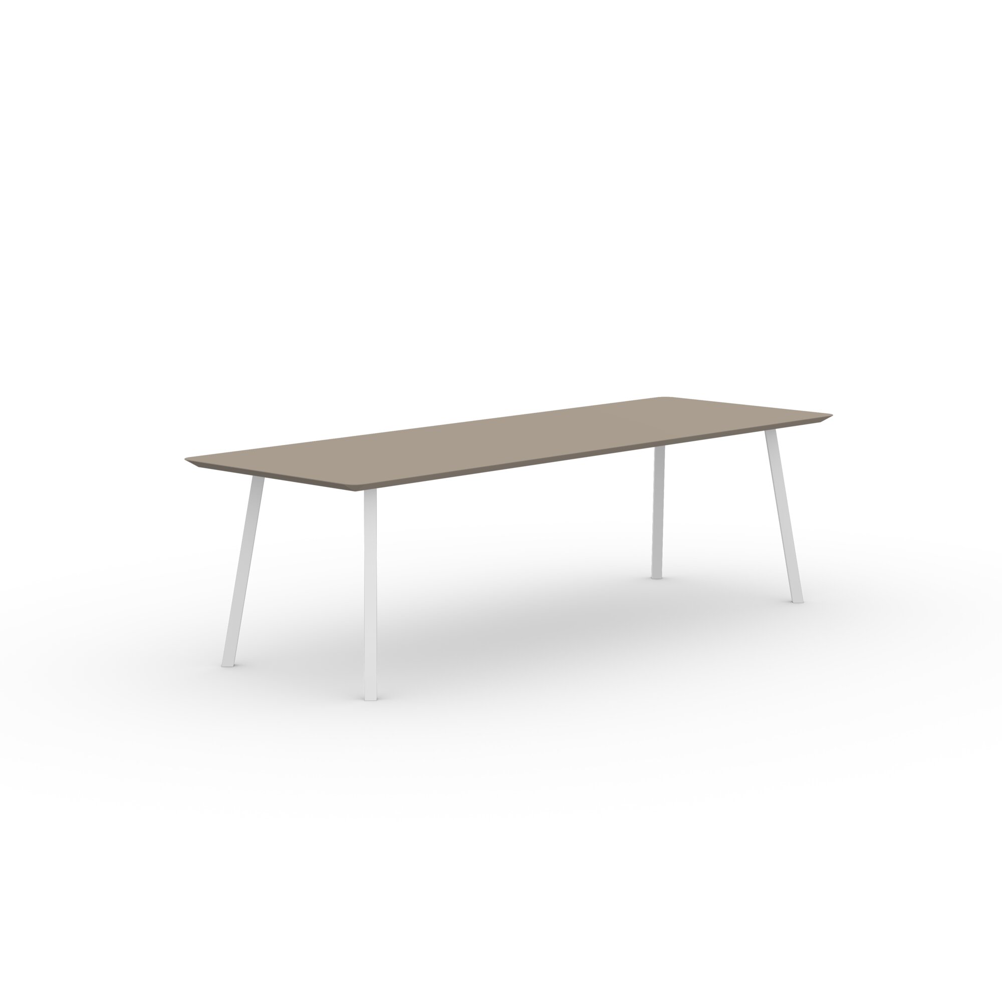 Rectangular Design dining table | New Classic Steel white powdercoating | HPL Fenix beige arizona | Studio HENK | 