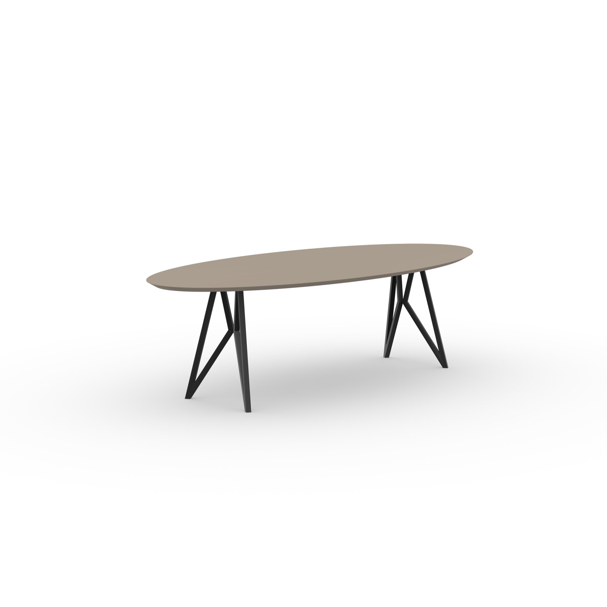 Oval Design dining table | Butterfly Steel black powdercoating | HPL Fenix beige arizona | Studio HENK | 