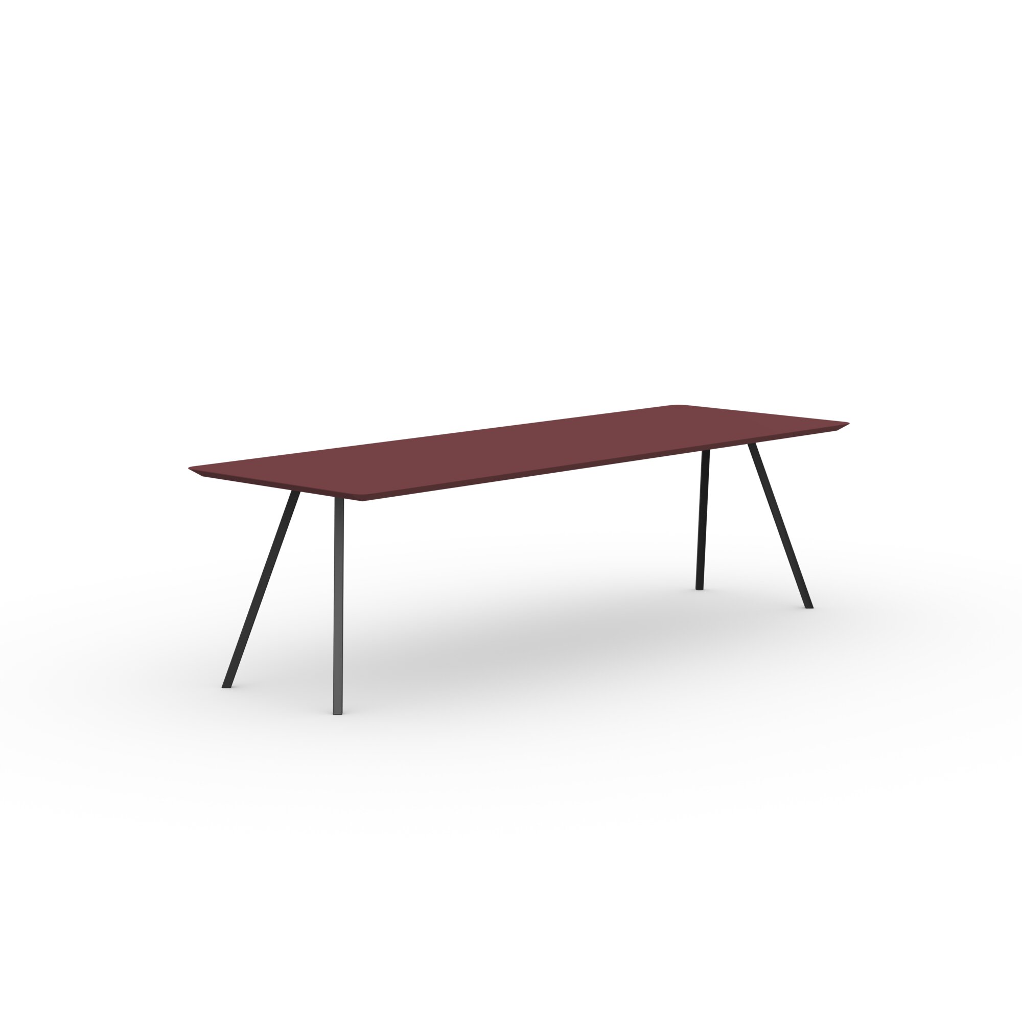 Rectangular Design dining table | Slim Co Steel black powdercoating | HPL Fenix rosso jaipur | Studio HENK| 