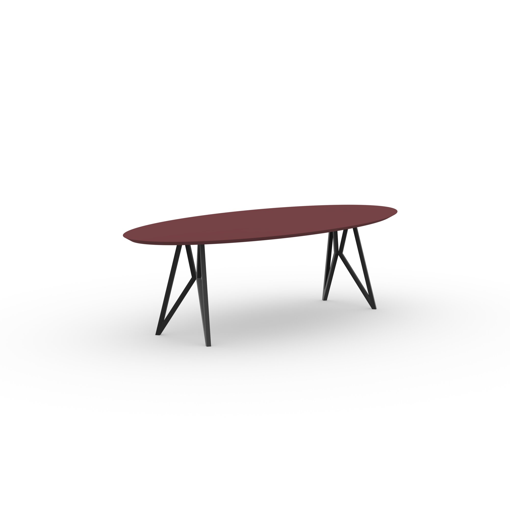 Ovale Design dining table | Butterfly Steel black powdercoating | HPL Fenix rosso jaipur | Studio HENK| 