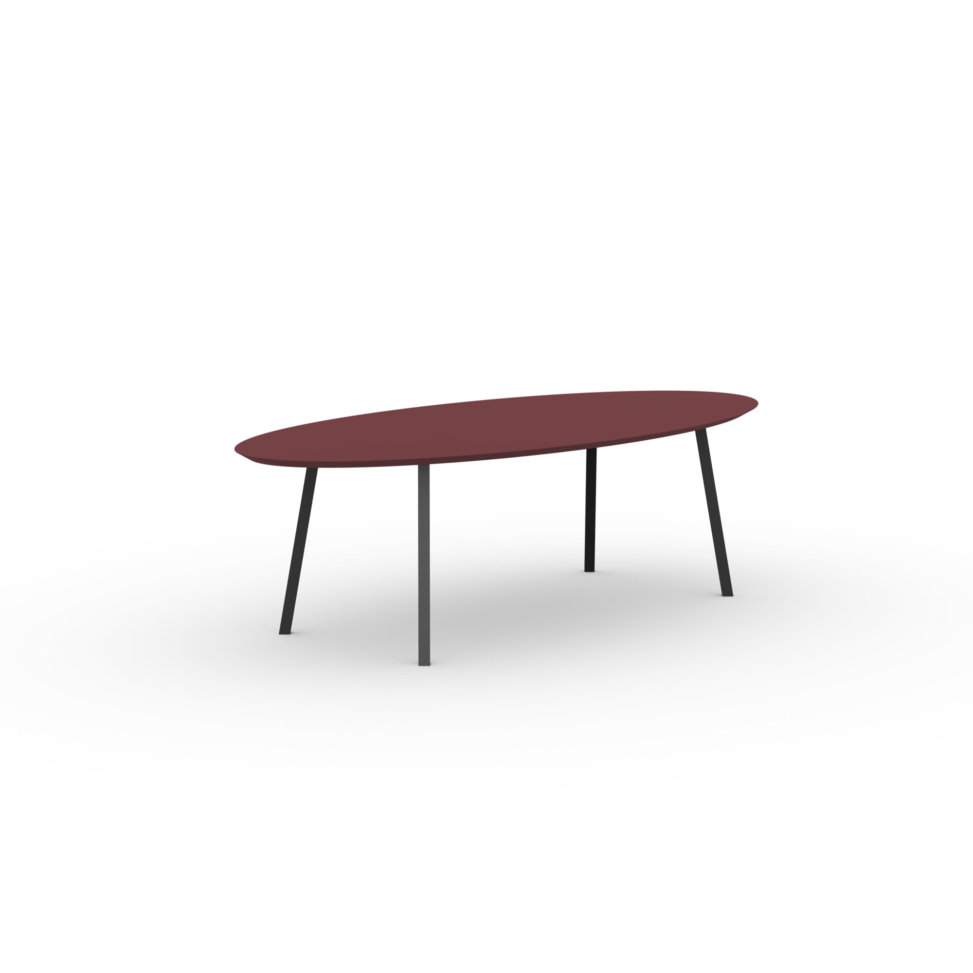 Oval Design dining table | New Classic Steel black powdercoating | HPL Fenix rosso jaipur | Studio HENK | 