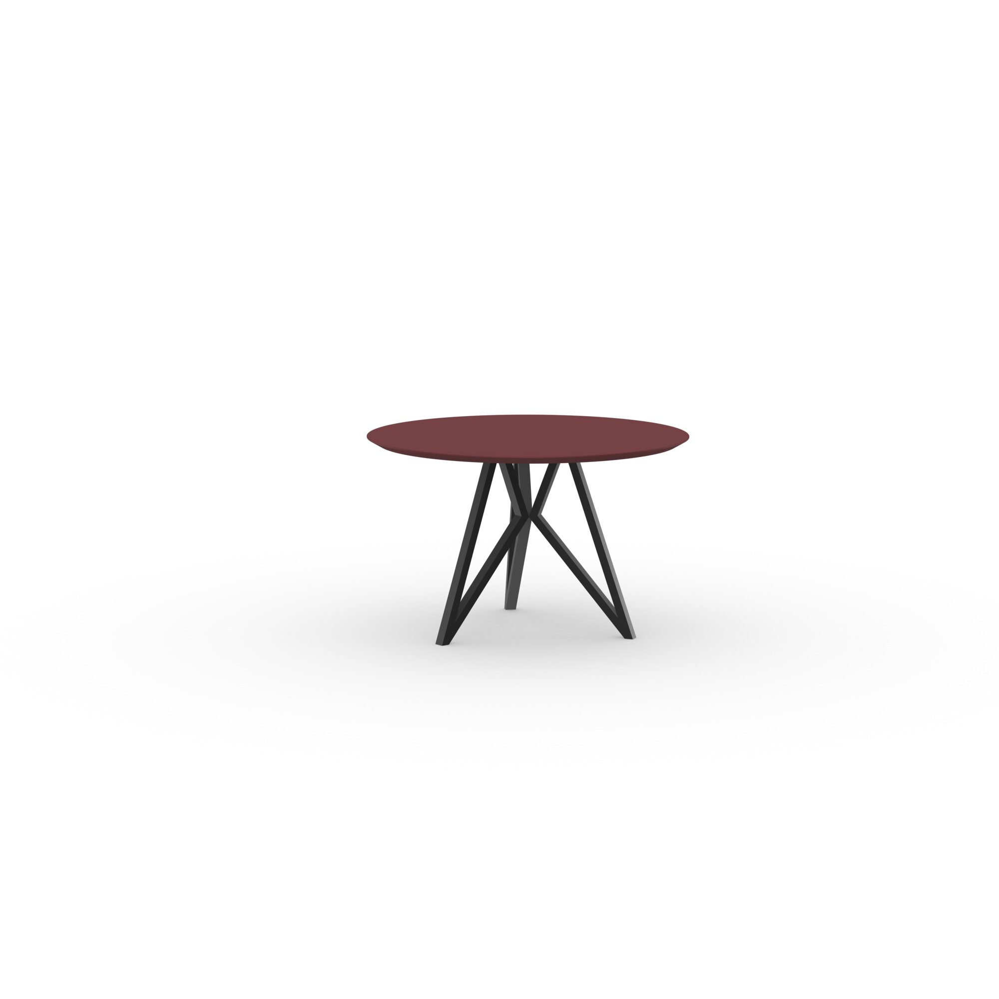Ronde Design dining table | Butterfly Tripod Steel black powdercoating | HPL Fenix rosso jaipur | Studio HENK| 