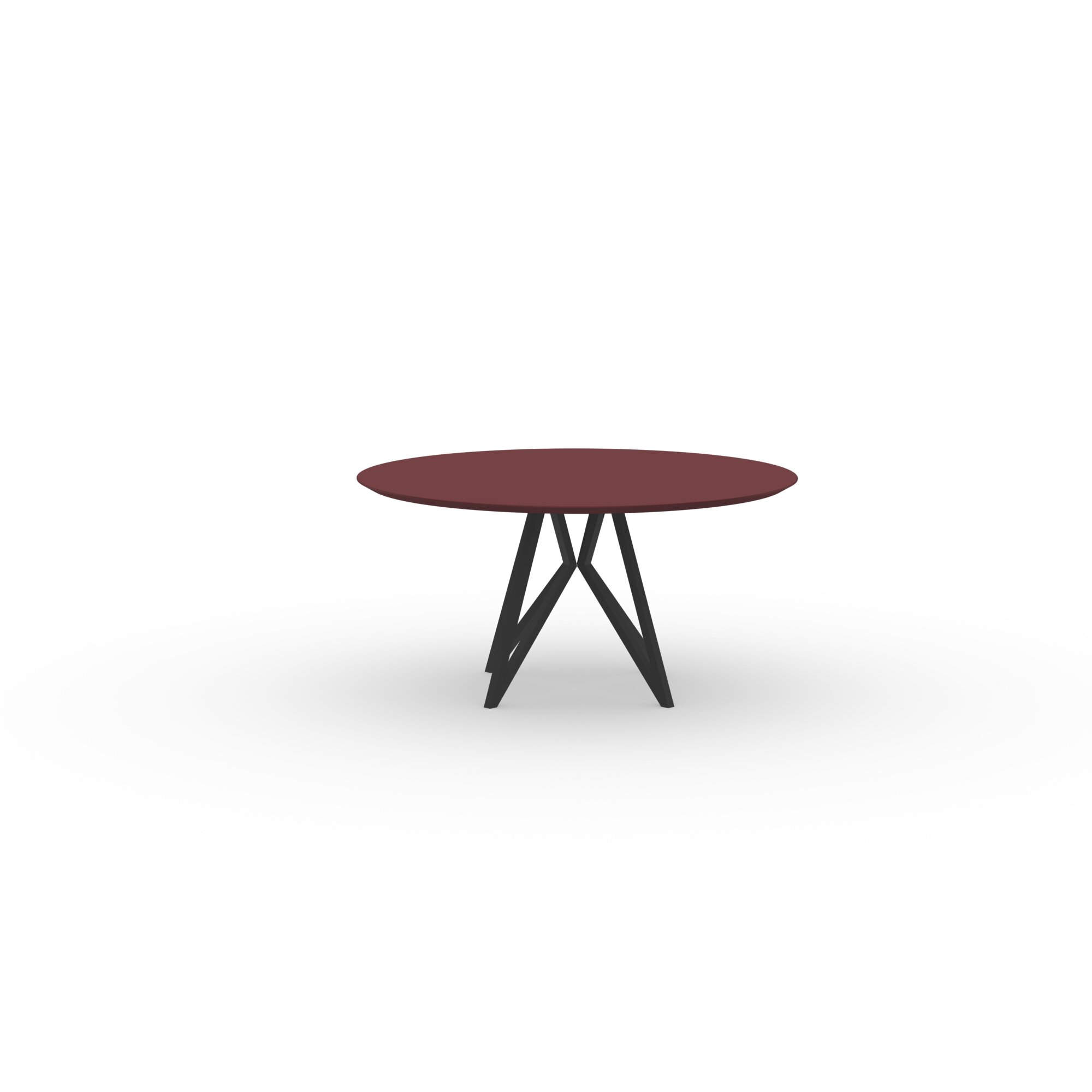 Ronde Design dining table | Butterfly Quadpod Steel black powdercoating | HPL Fenix rosso jaipur | Studio HENK | 