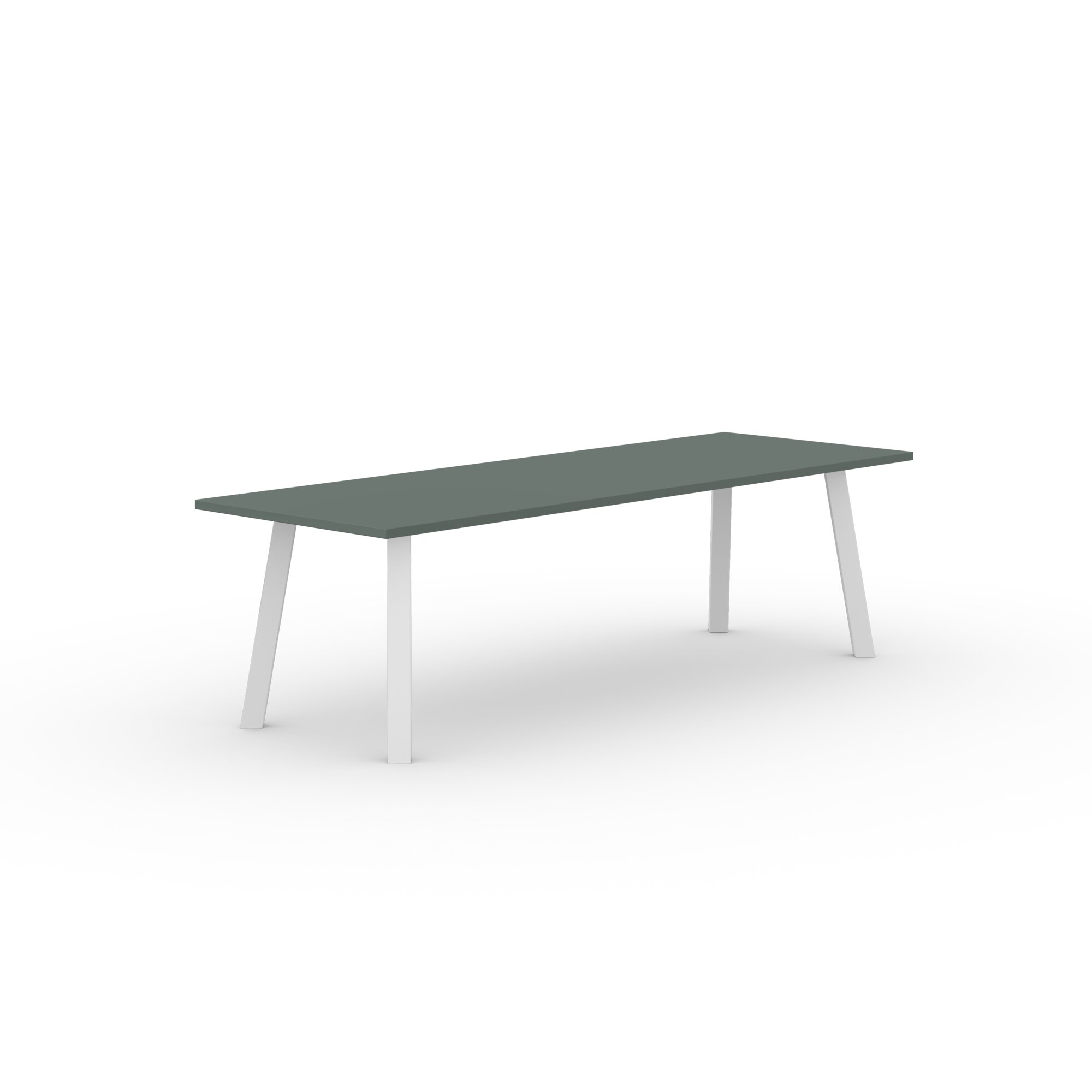 Rectangular Design dining table | Co Steel white powdercoating | HPL Fenix verde comodoro | Studio HENK | 