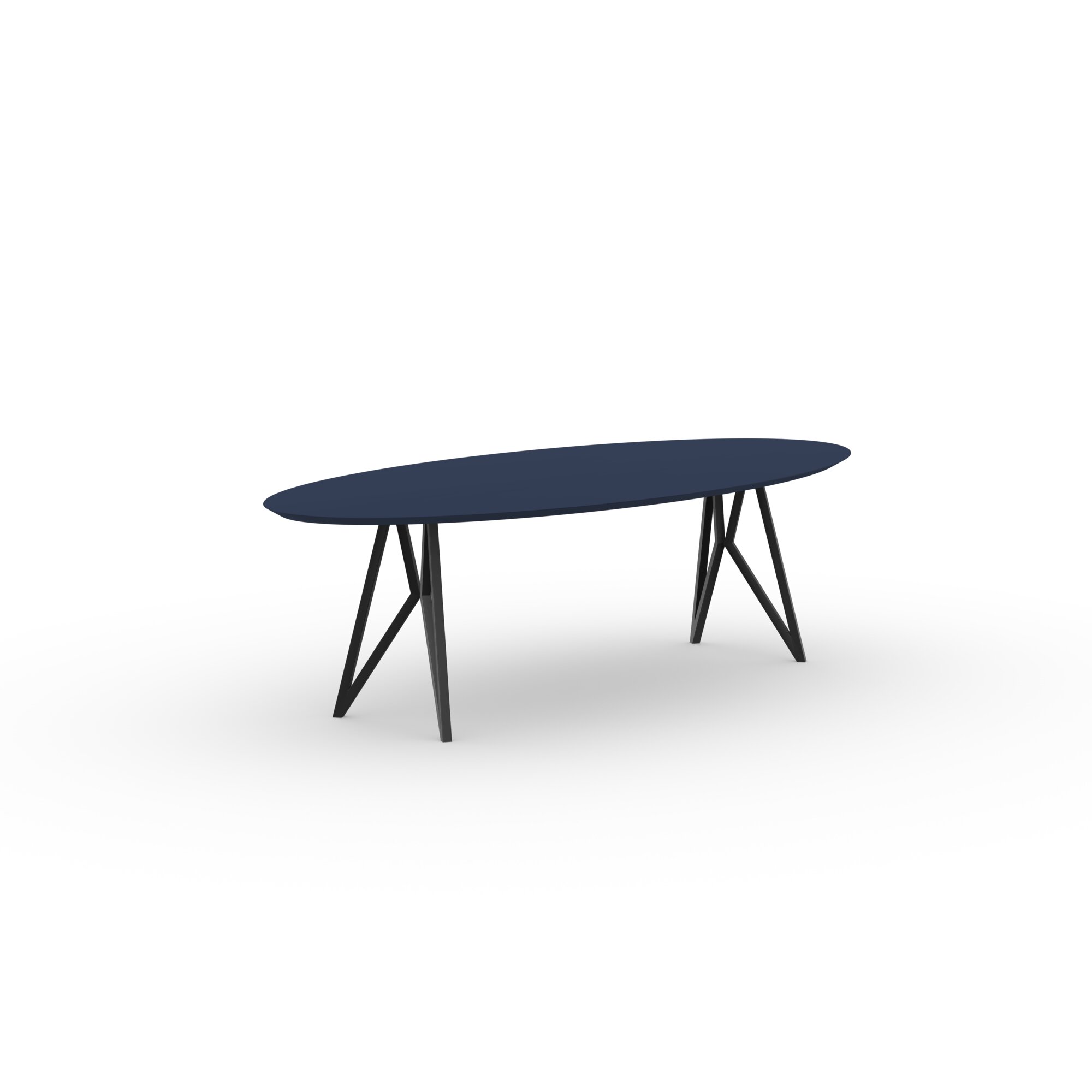 Ovale Design dining table | Butterfly Steel black powdercoating | HPL Fenix blu fes | Studio HENK | 