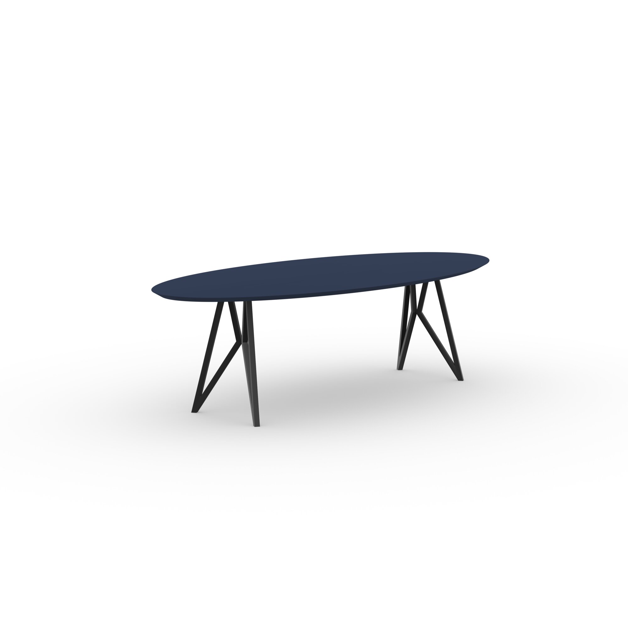 Ovale Design dining table | Butterfly Steel black powdercoating | HPL Fenix blu fes | Studio HENK| 