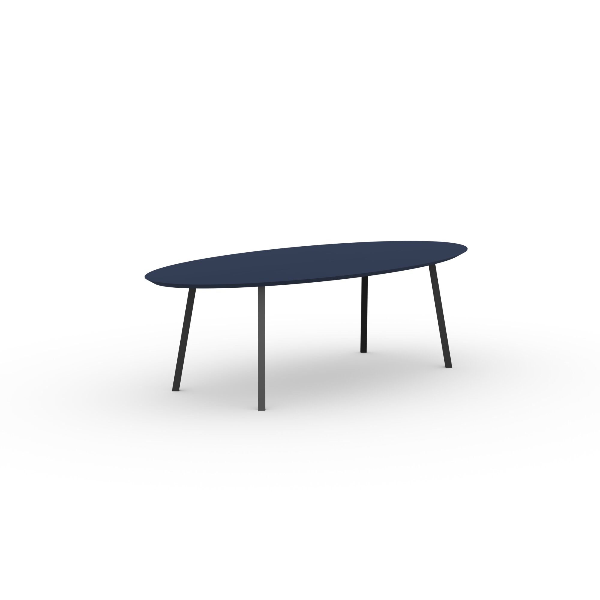 Oval Design dining table | New Classic Steel black powdercoating | HPL Fenix blu fes | Studio HENK | 