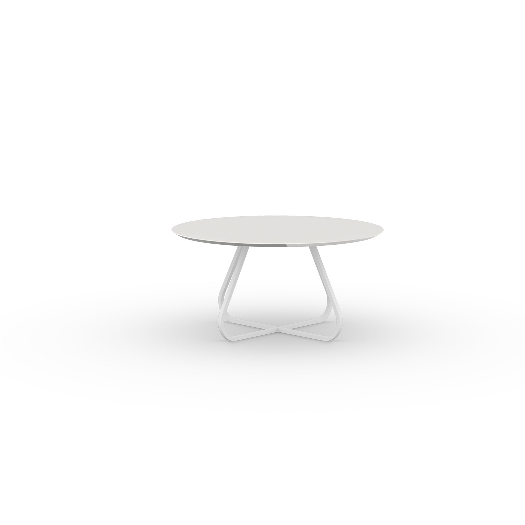 Ronde Design dining table | Curved Quadpod L Steel white powdercoating | Oak white lacquer | Studio HENK | 