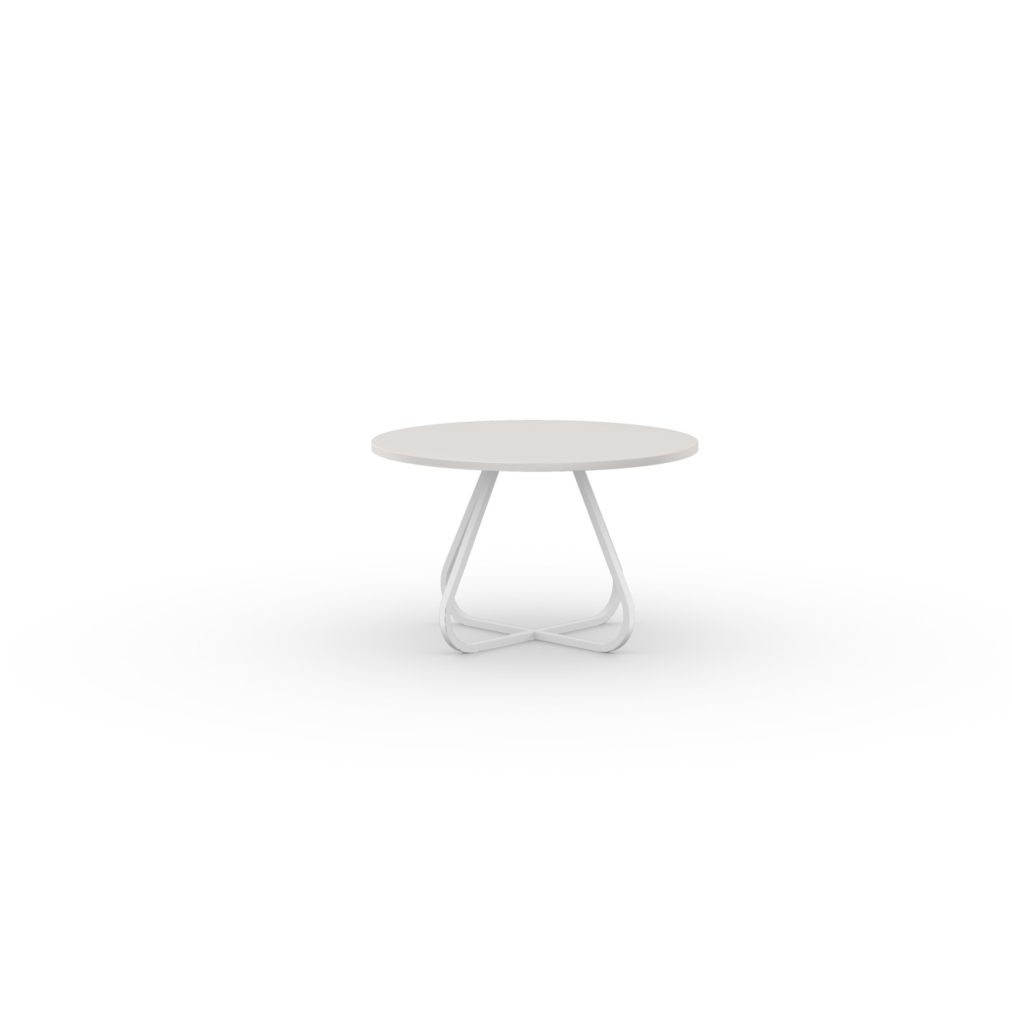 Ronde Design dining table | Curved Quadpod M Steel white powdercoating | HPL Fenix bianco malè | Studio HENK | 