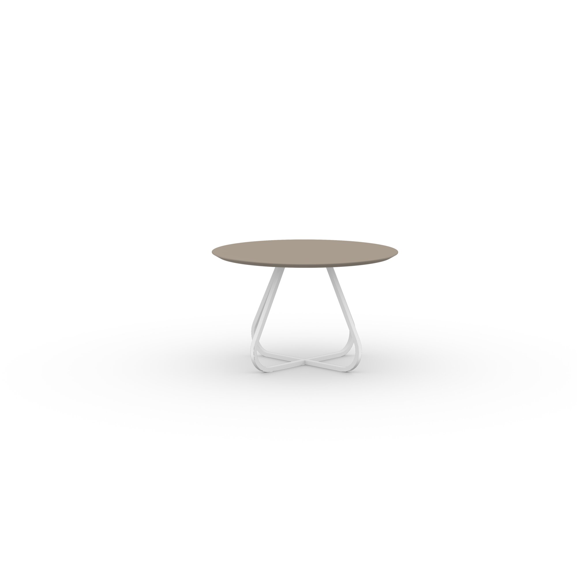 Ronde Design dining table | Curved Quadpod M Steel white powdercoating | HPL Fenix beige arizona | Studio HENK | 