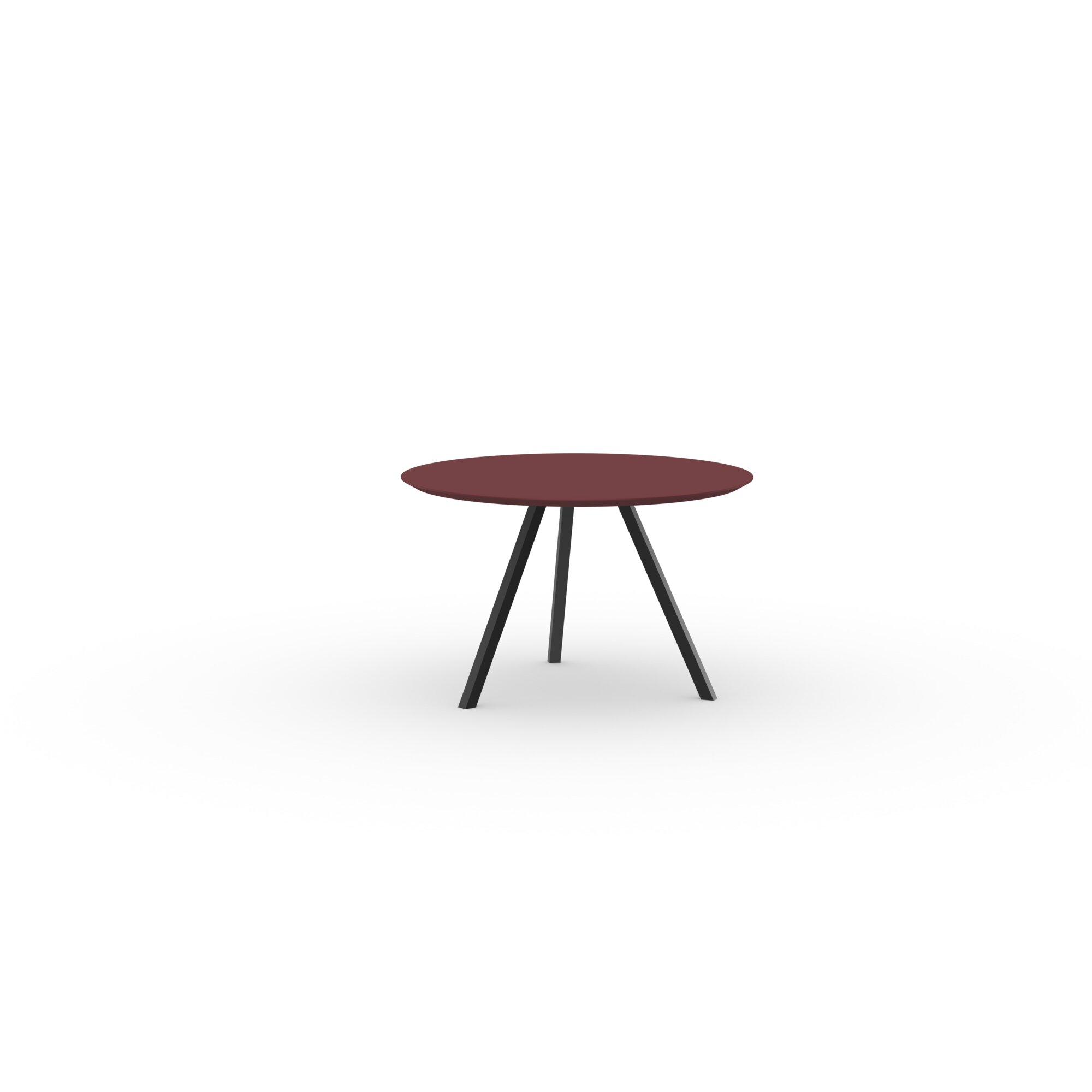 Ronde Design dining table | New Classic Tripod Steel black powdercoating | HPL Fenix rosso jaipur | Studio HENK| 