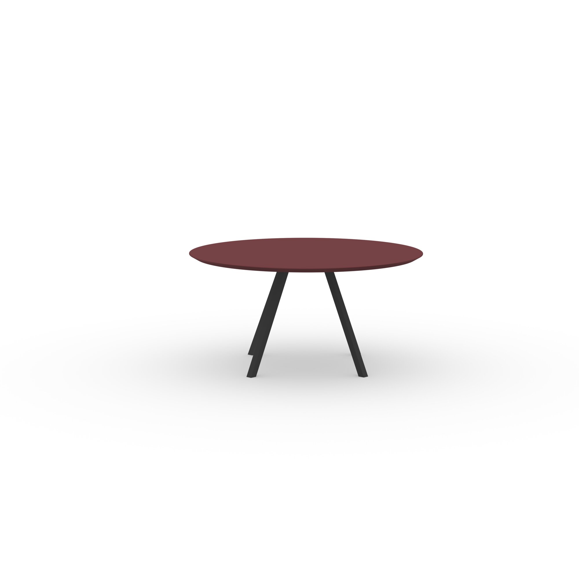 Ronde Design dining table | New Classic Quadpod Steel black powdercoating | HPL Fenix rosso jaipur | Studio HENK| 