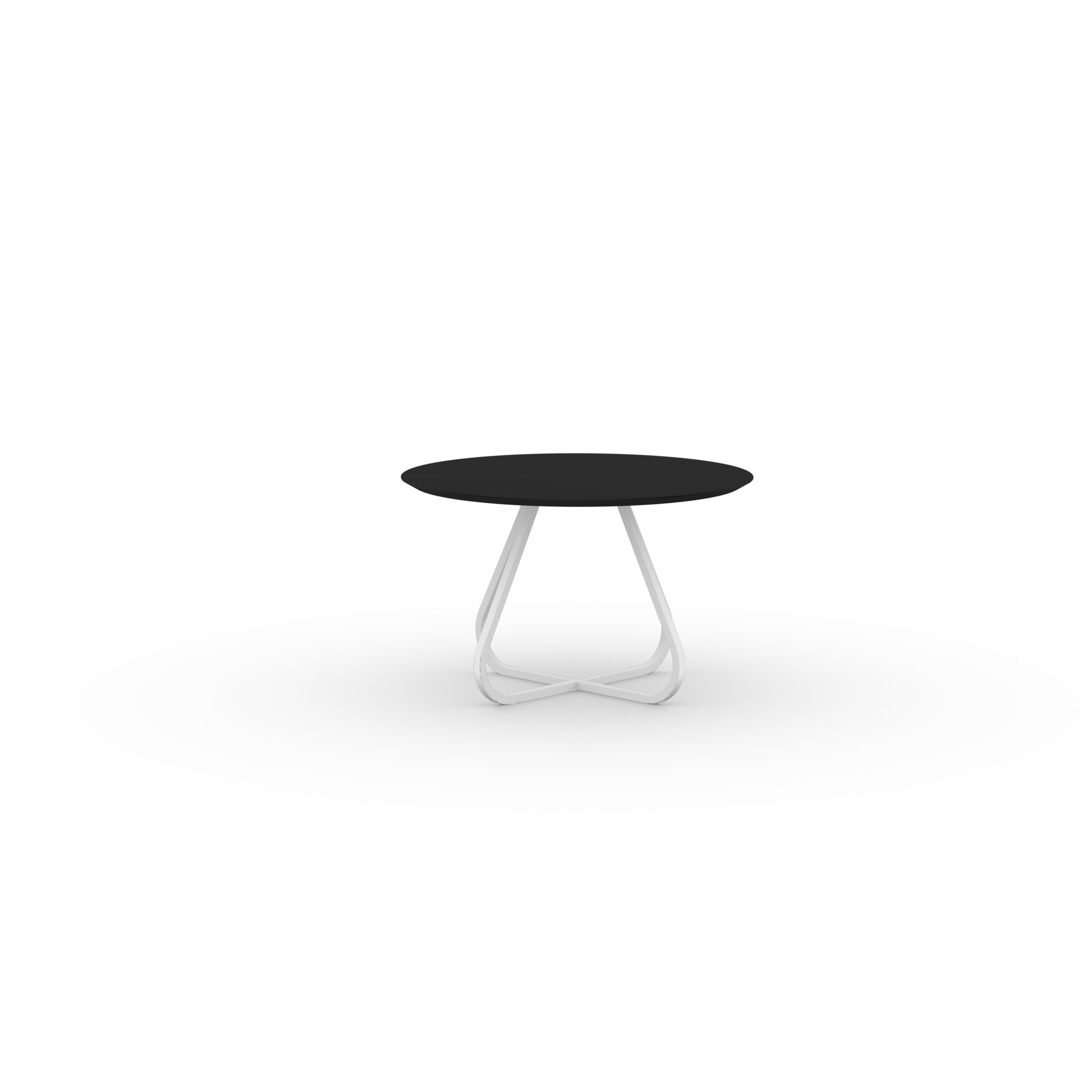 Ronde Design dining table | Curved Quadpod M Steel white powdercoating | HPL Fenix nero ingo | Studio HENK | 