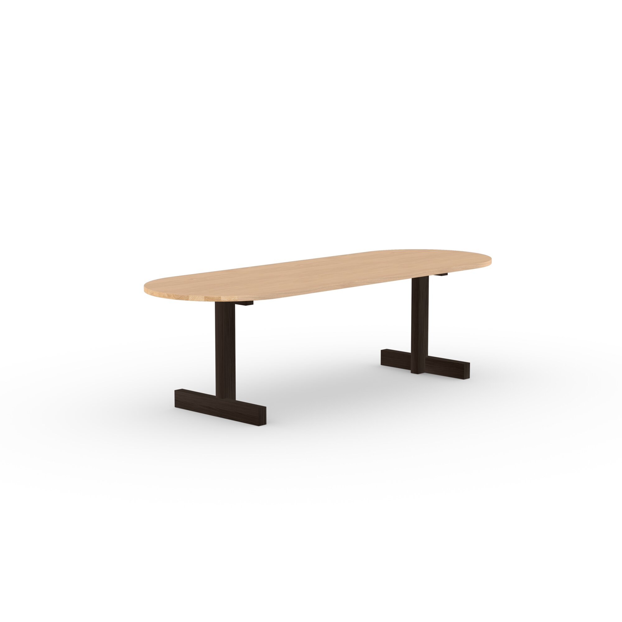 Flat oval Design dining table | Base Table Oak smoked stain | Oak hardwax oil natural light | Studio HENK | 