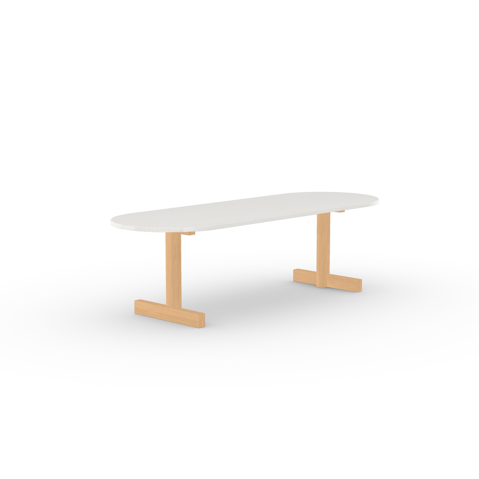 Flat oval Design dining table | Base Table Oak hardwax oil natural | Oak white lacquer | Studio HENK | 