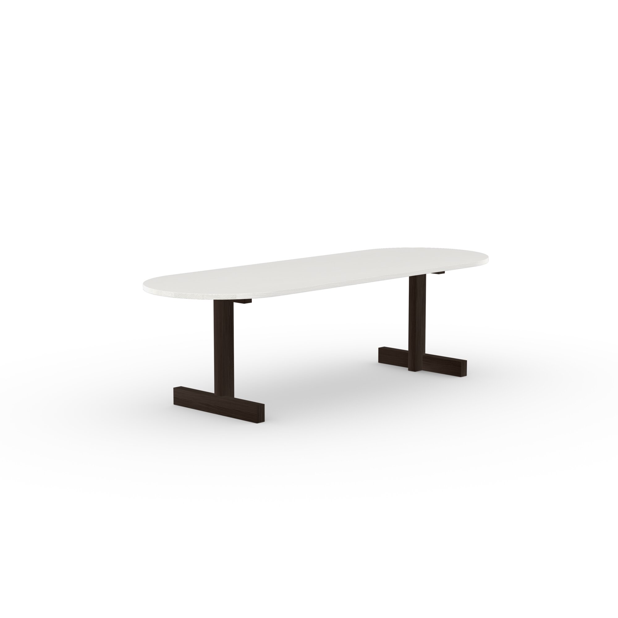 Flat oval Design dining table | Base Table Oak smoked stain | Oak white lacquer | Studio HENK | 