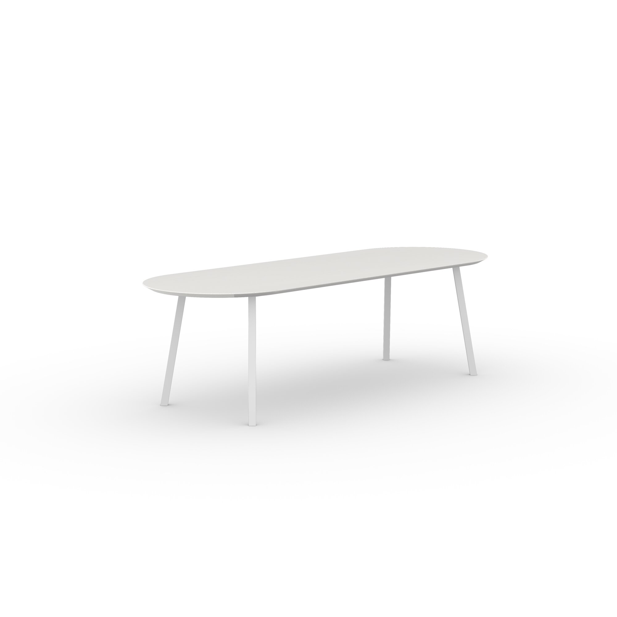 Flat oval Design dining table | New Classic Steel white powdercoating | Oak white lacquer | Studio HENK | 