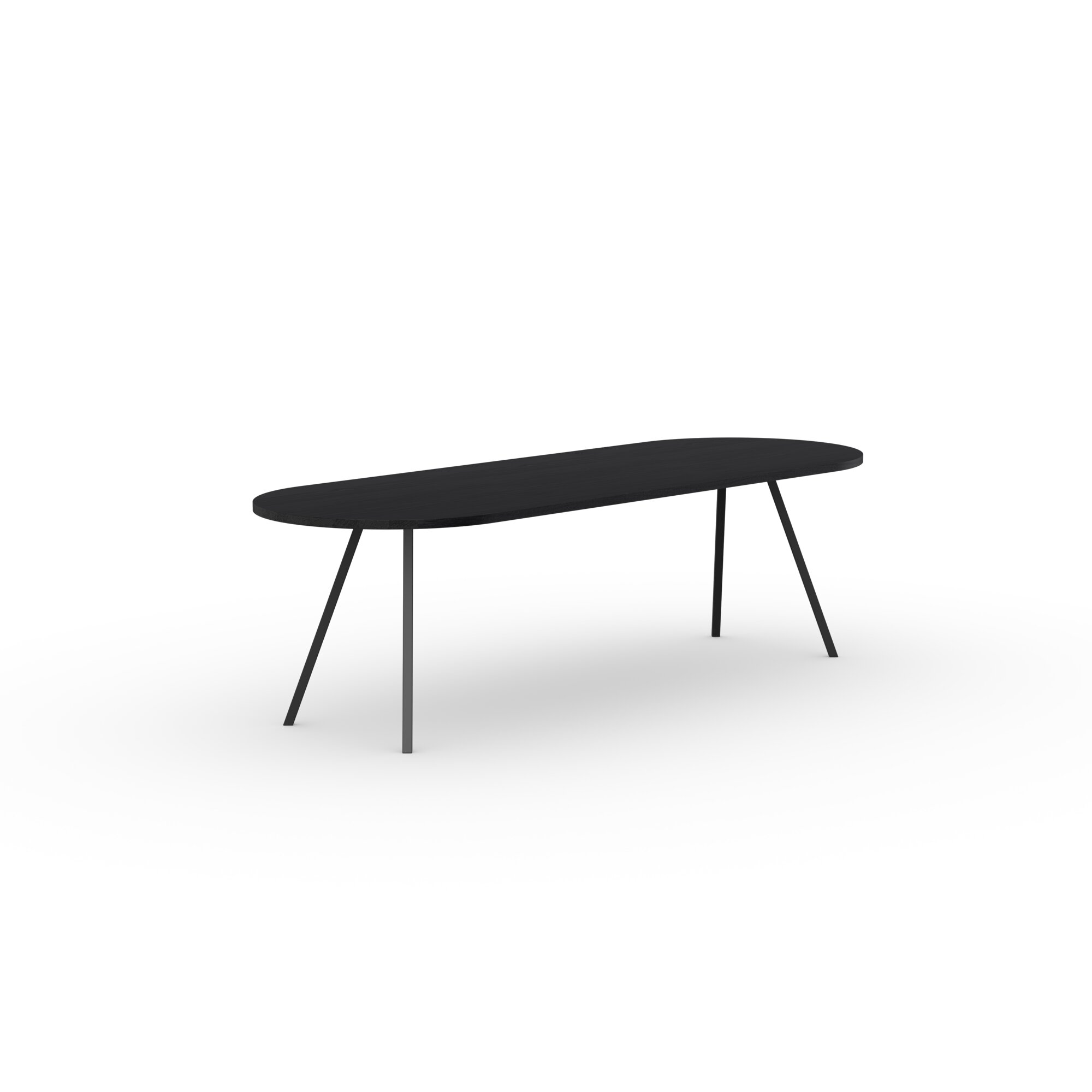Flat oval Design dining table | Slim Co Steel black powdercoating | Oak black lacquer | Studio HENK | 