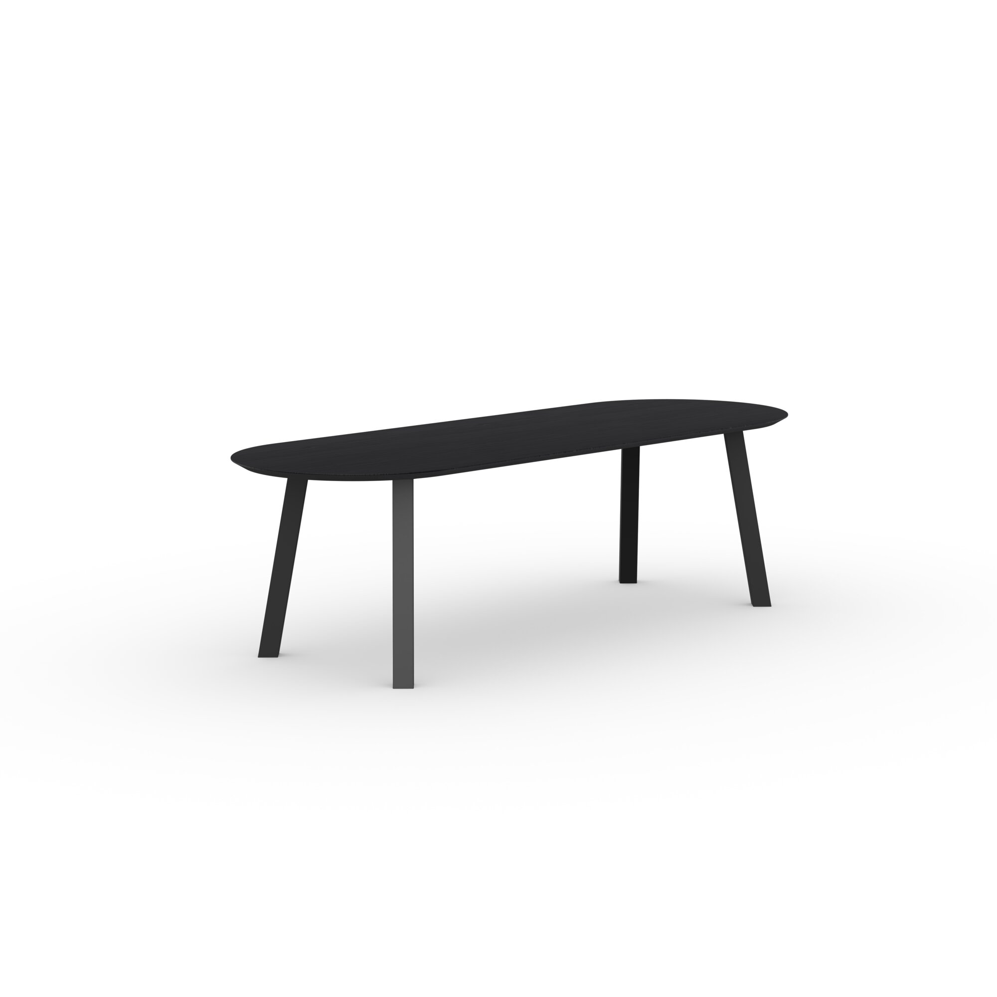 Flat oval Design dining table | Co Steel black powdercoating | Oak black lacquer | Studio HENK | 